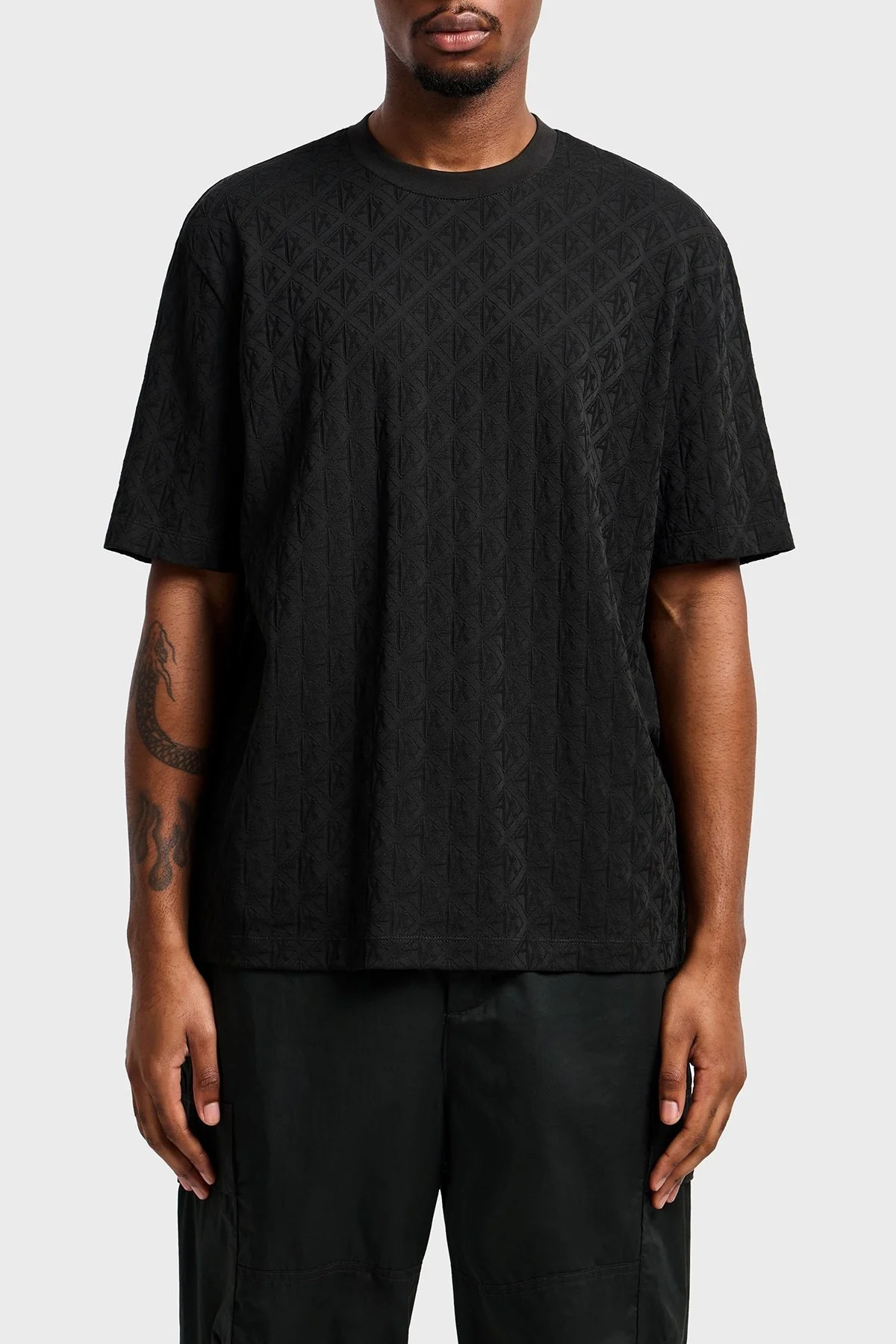 Armani Exchage Logo Baskılı Regular Fit Pamuklu Bisiklet Yaka Erkek T Shirt XM000268 AF10337 UB001 SİYAH - 1