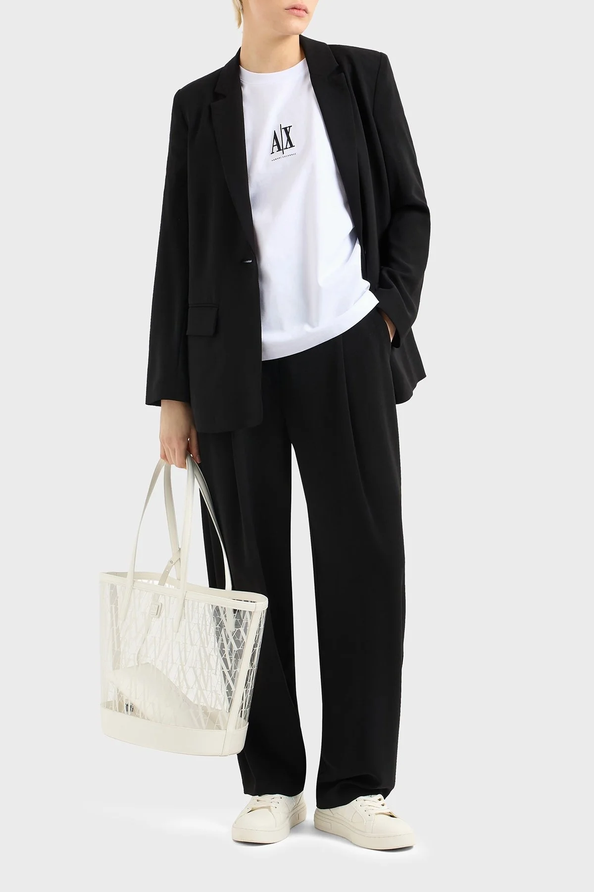 Armani Exchage Logo Baskılı Relaxed Fit Bisiklet Yaka Bayan T Shirt XW001182 AF15085 U0002 BEYAZ - 7