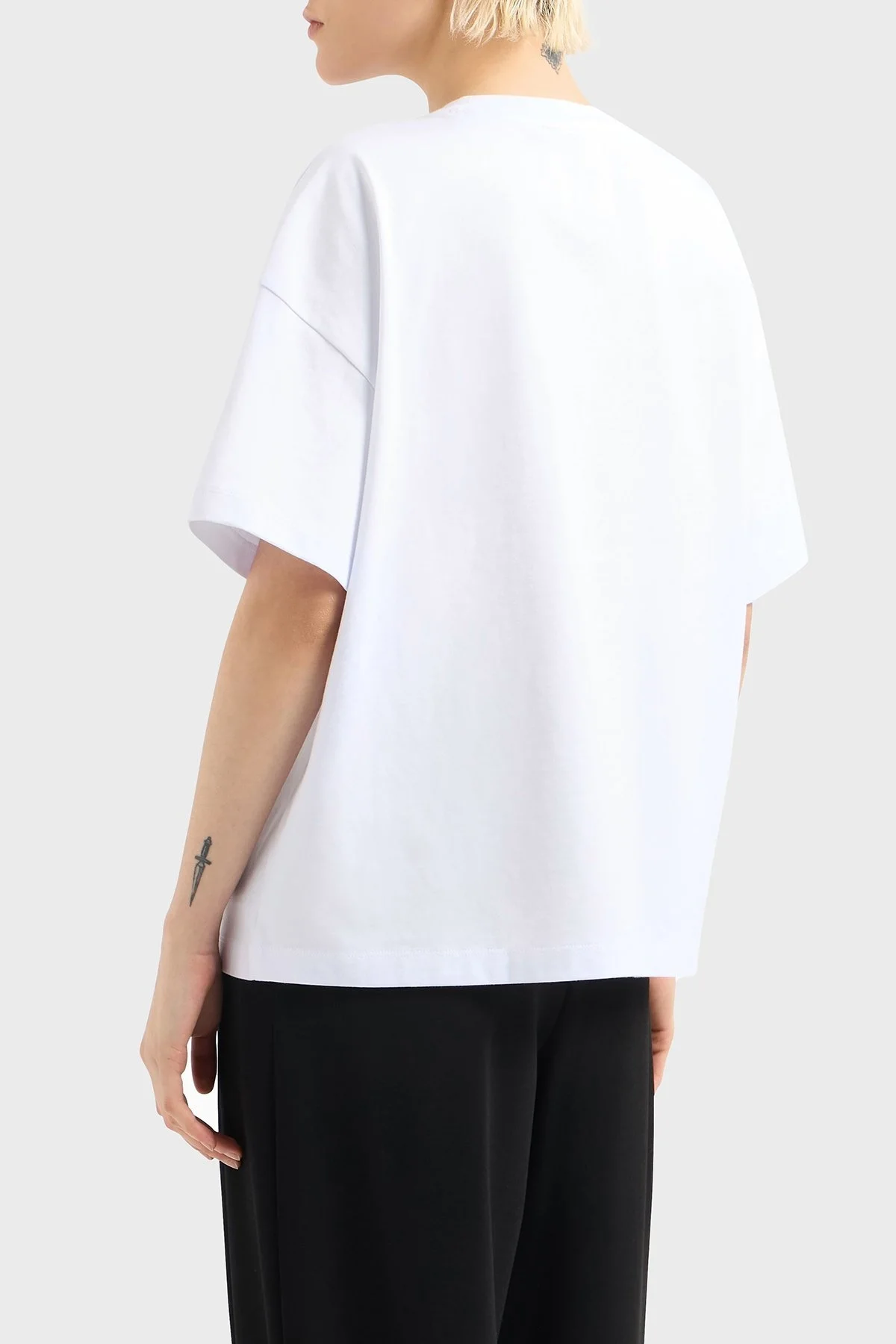 Armani Exchage Logo Baskılı Relaxed Fit Bisiklet Yaka Bayan T Shirt XW001182 AF15085 U0002 BEYAZ - 8