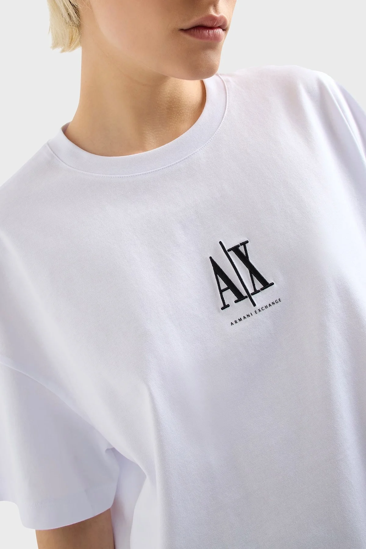 Armani Exchage Logo Baskılı Relaxed Fit Bisiklet Yaka Bayan T Shirt XW001182 AF15085 U0002 BEYAZ - 9