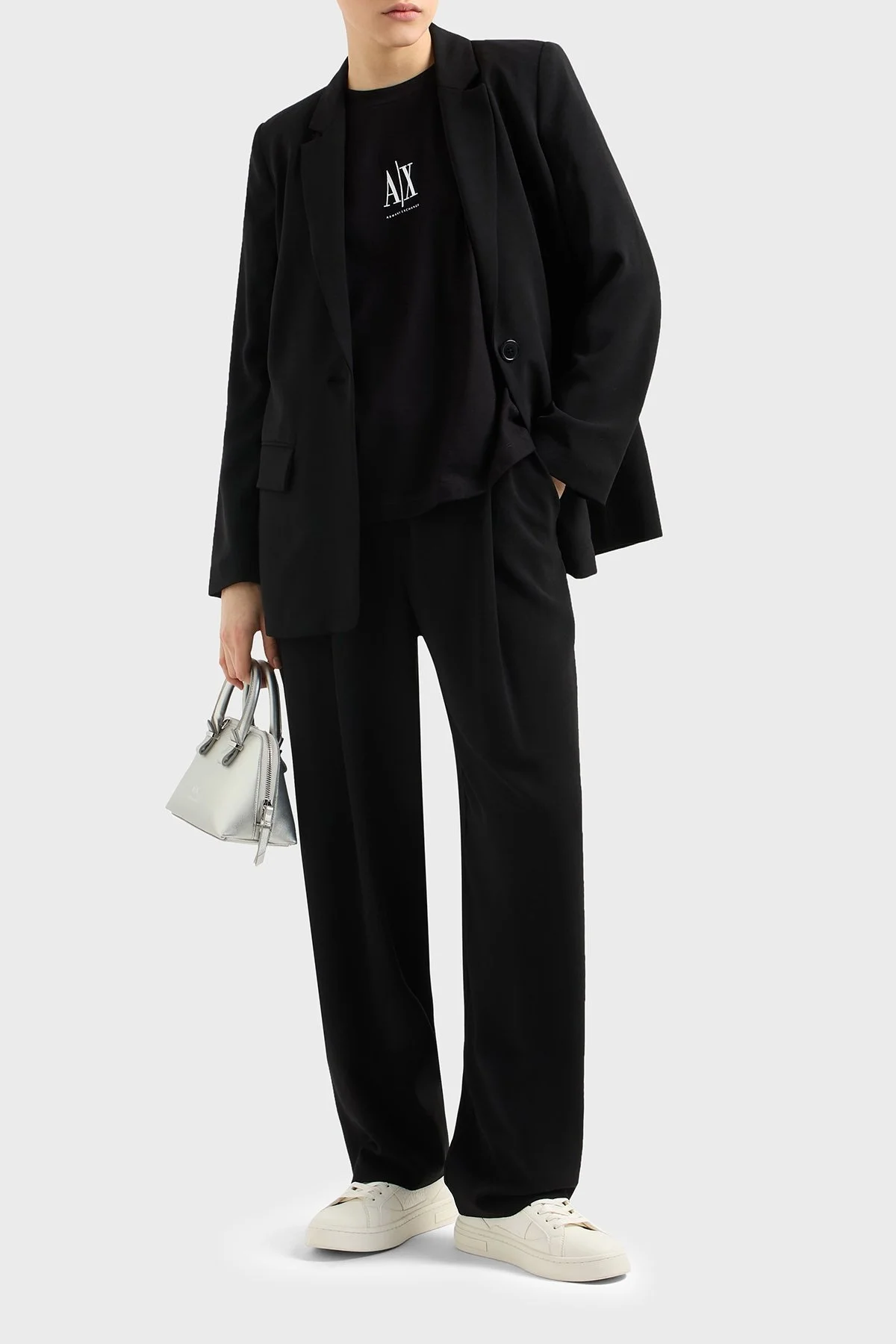 Armani Exchage Logo Baskılı Relaxed Fit Bisiklet Yaka Bayan T Shirt XW001182 AF15085 UC001 SİYAH - 7