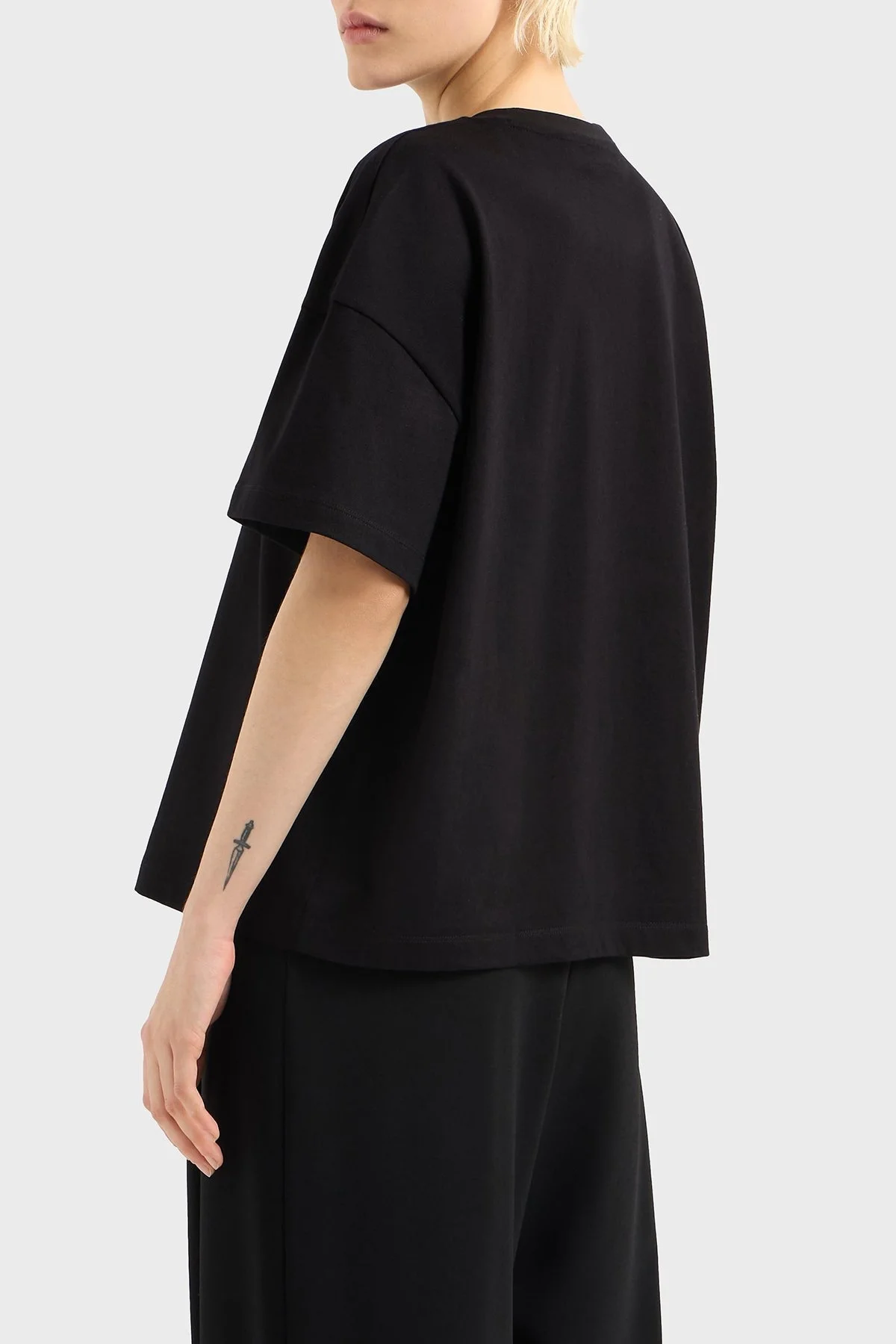 Armani Exchage Logo Baskılı Relaxed Fit Bisiklet Yaka Bayan T Shirt XW001182 AF15085 UC001 SİYAH - 8