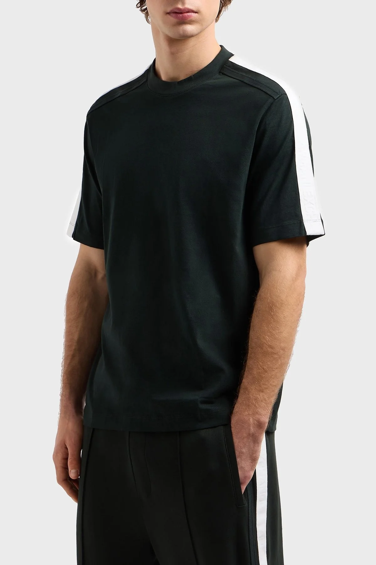 Armani Exchage Logolu % 100 Pamuk Regular Fit Bisiklet Yaka Erkek T Shirt XM000322 AF10361 UB001 KOYU YEŞİL - 6