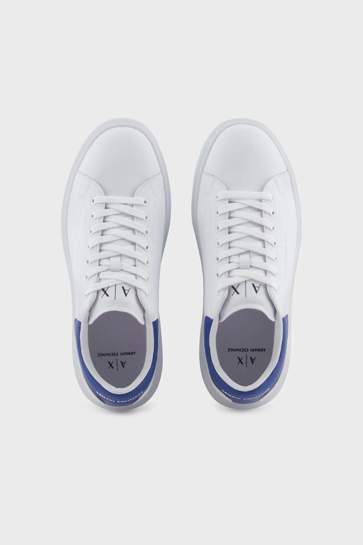 Armani Exchage Logolu Hakiki Deri Sneaker Erkek Ayakkabı XUX123 XV534 U648 BEYAZ-LACİVERT - 3