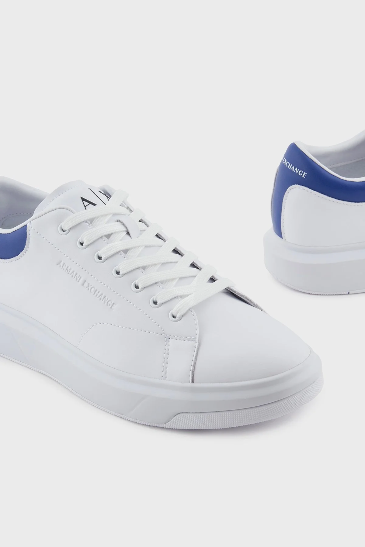 Armani Exchage Logolu Hakiki Deri Sneaker Erkek Ayakkabı XUX123 XV534 U648 BEYAZ-LACİVERT - 4
