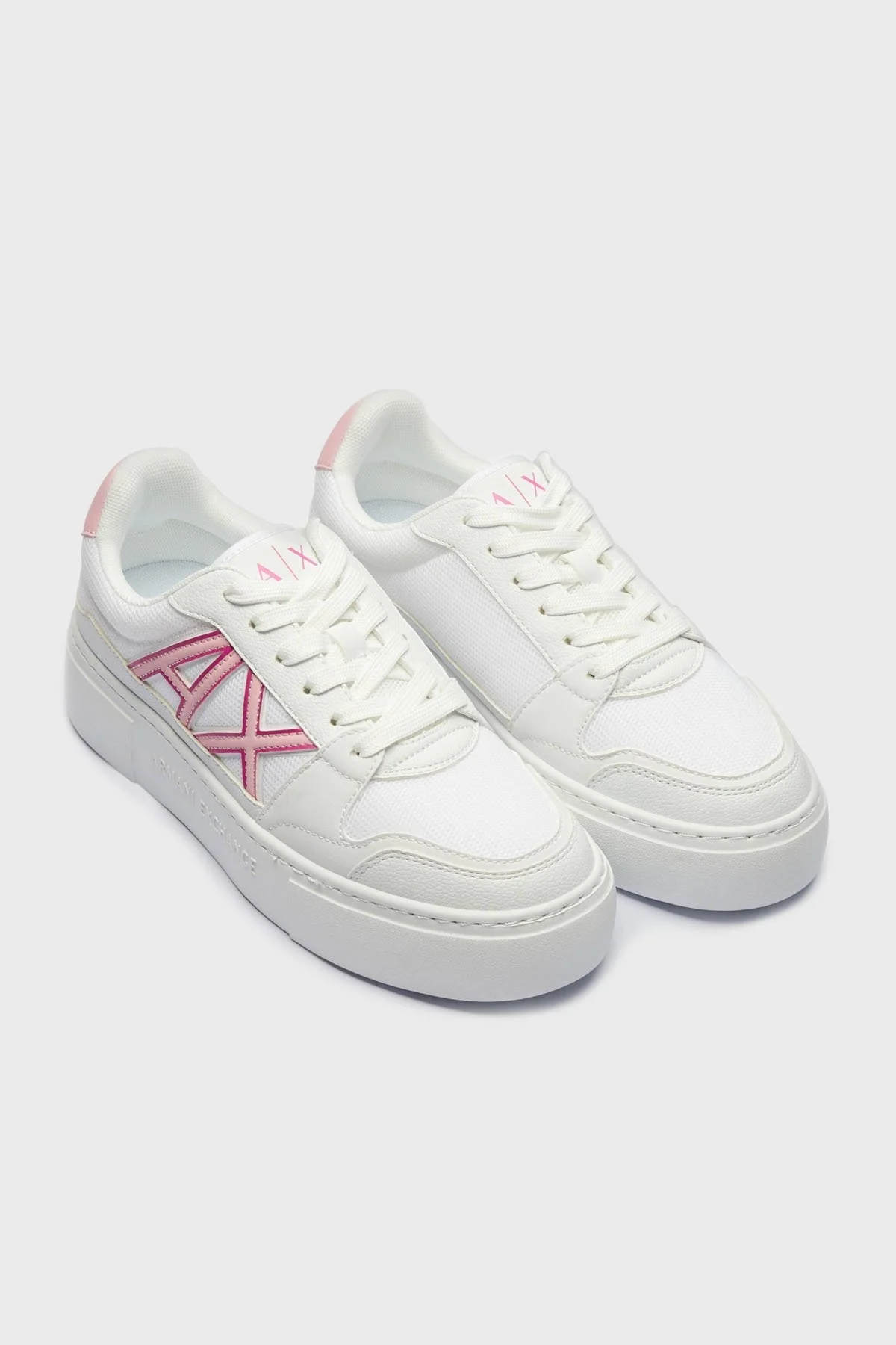 Armani Exchage Logolu Kalın Taban Sneaker Bayan Ayakkabı XDX178 XV929 S935 BEYAZ-PEMBE - 6