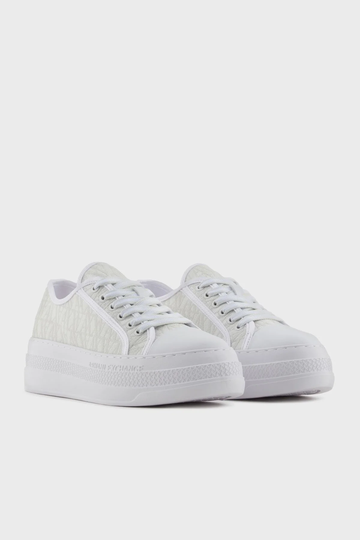 Armani Exchage Logolu Kalın Taban Sneaker Bayan Ayakkabı XDX180 XV931 U606 BEYAZ-AÇIK GRİ - 8