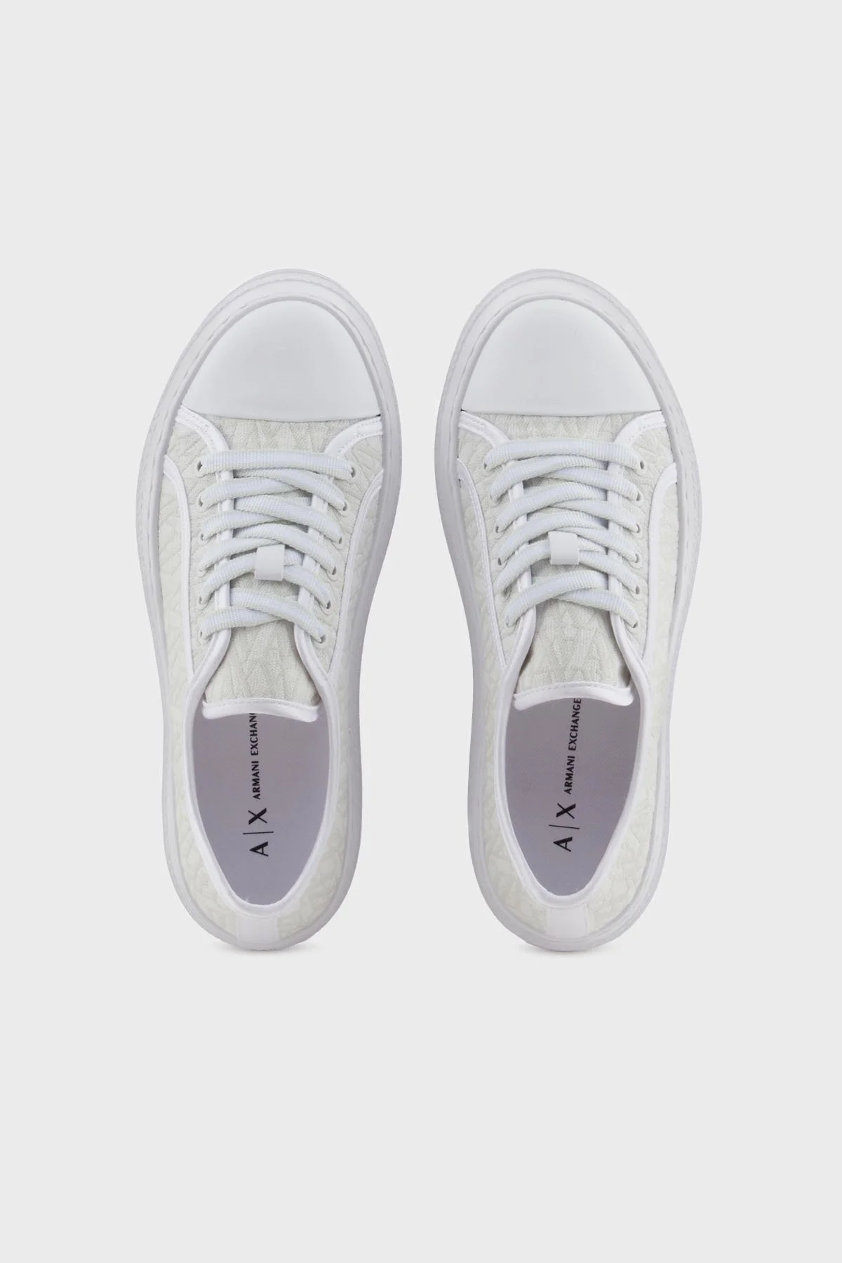 Armani Exchage Logolu Kalın Taban Sneaker Bayan Ayakkabı XDX180 XV931 U606 BEYAZ-AÇIK GRİ - 9