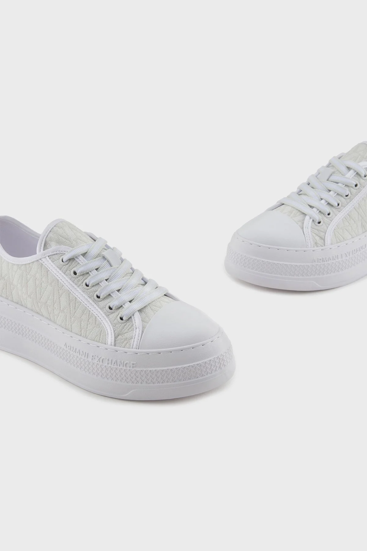 Armani Exchage Logolu Kalın Taban Sneaker Bayan Ayakkabı XDX180 XV931 U606 BEYAZ-AÇIK GRİ - 10