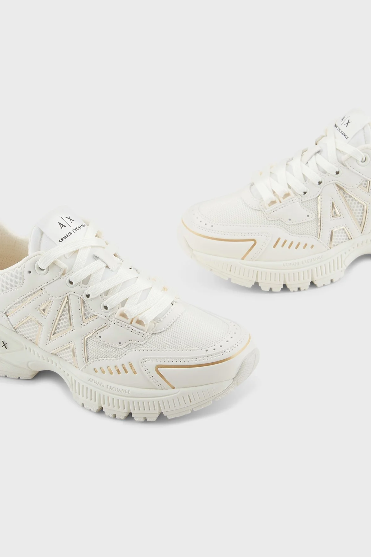 Armani Exchage Logolu Kalın Taban Sneaker Bayan Ayakkabı XDX195 XV944 Q308 EKRU-GOLD - 9