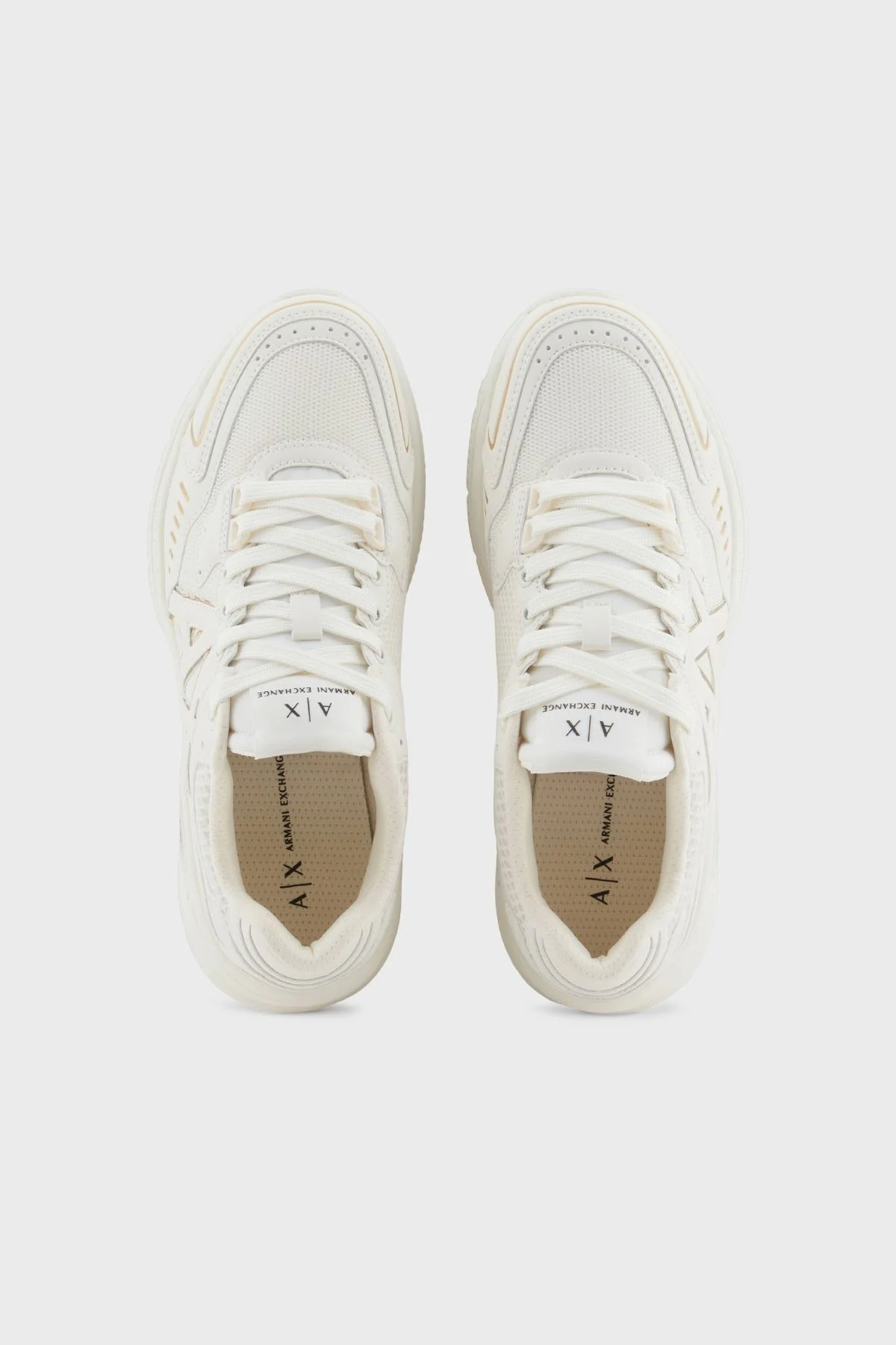 Armani Exchage Logolu Kalın Taban Sneaker Bayan Ayakkabı XDX195 XV944 Q308 EKRU-GOLD - 10