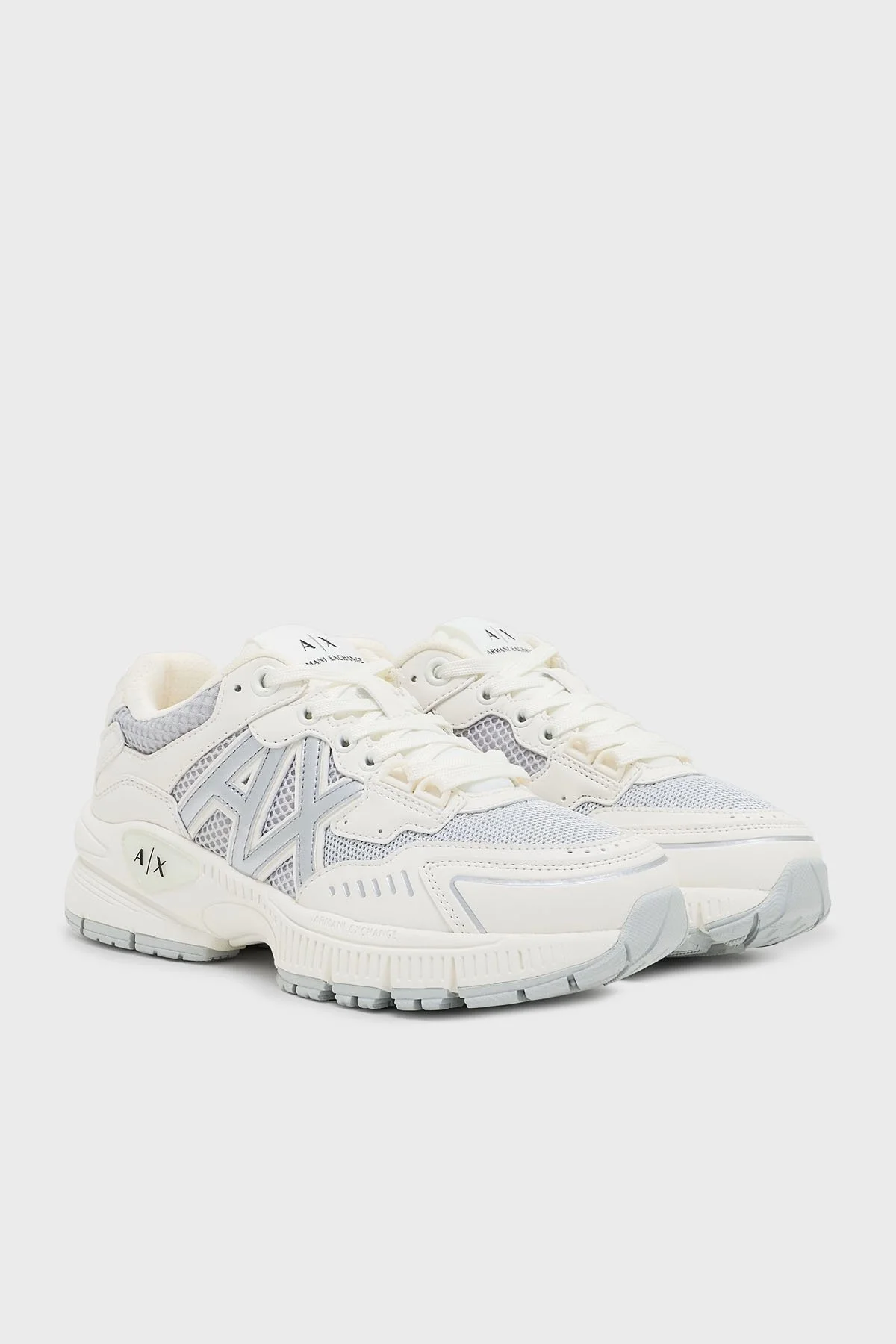 Armani Exchage Logolu Kalın Taban Sneaker Bayan Ayakkabı XDX195 XV944 S137 EKRU-GÜMÜŞ - 8