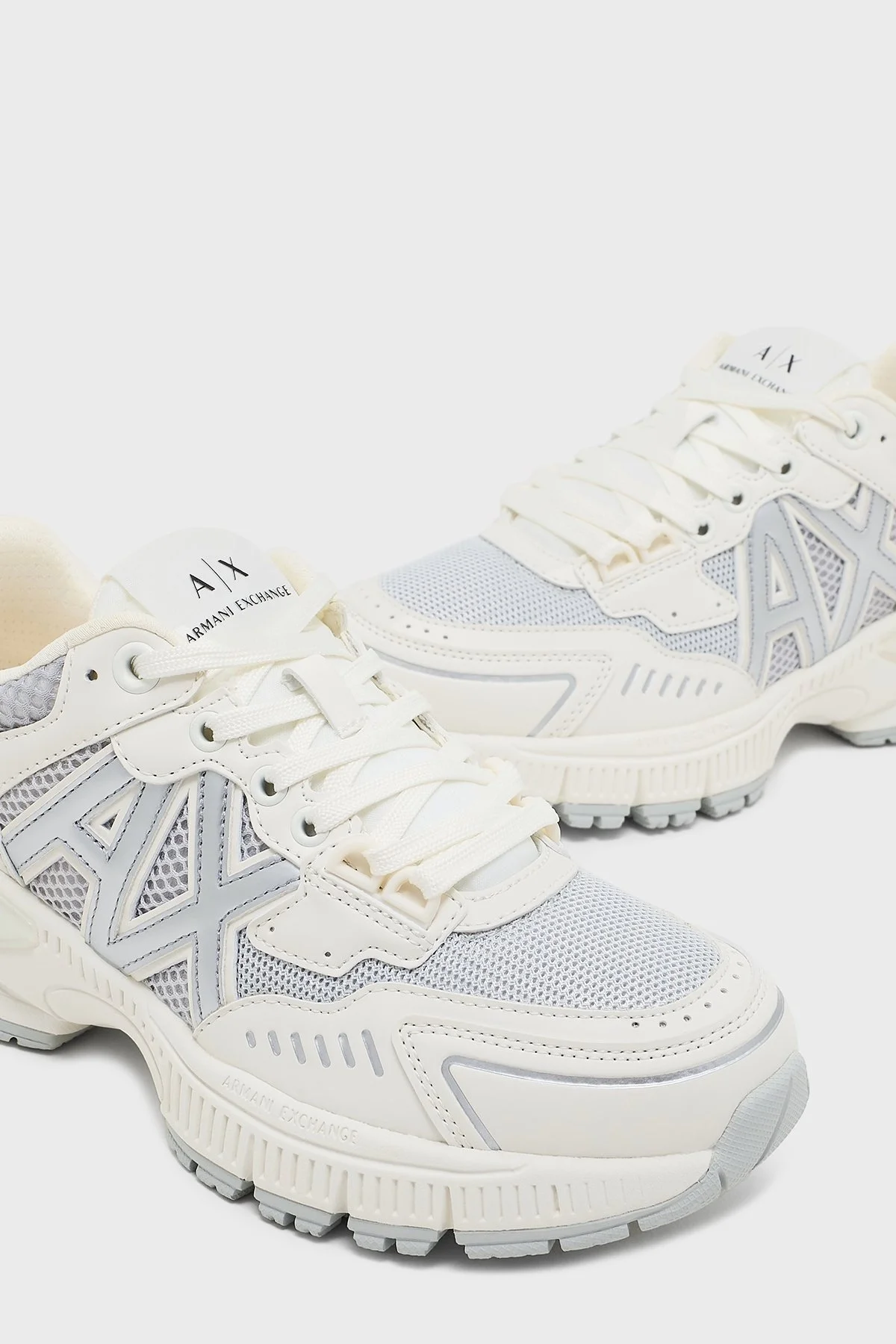 Armani Exchage Logolu Kalın Taban Sneaker Bayan Ayakkabı XDX195 XV944 S137 EKRU-GÜMÜŞ - 9