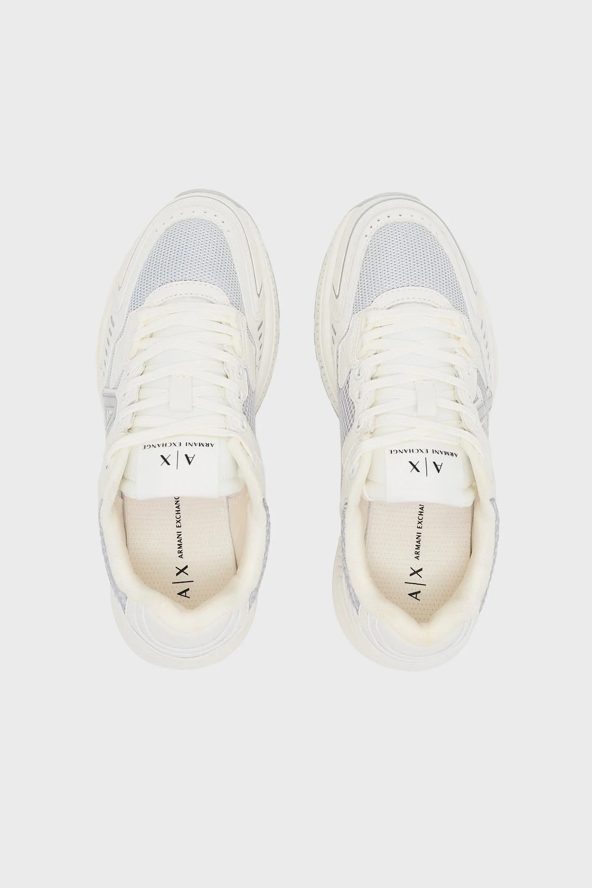 Armani Exchage Logolu Kalın Taban Sneaker Bayan Ayakkabı XDX195 XV944 S137 EKRU-GÜMÜŞ - 10