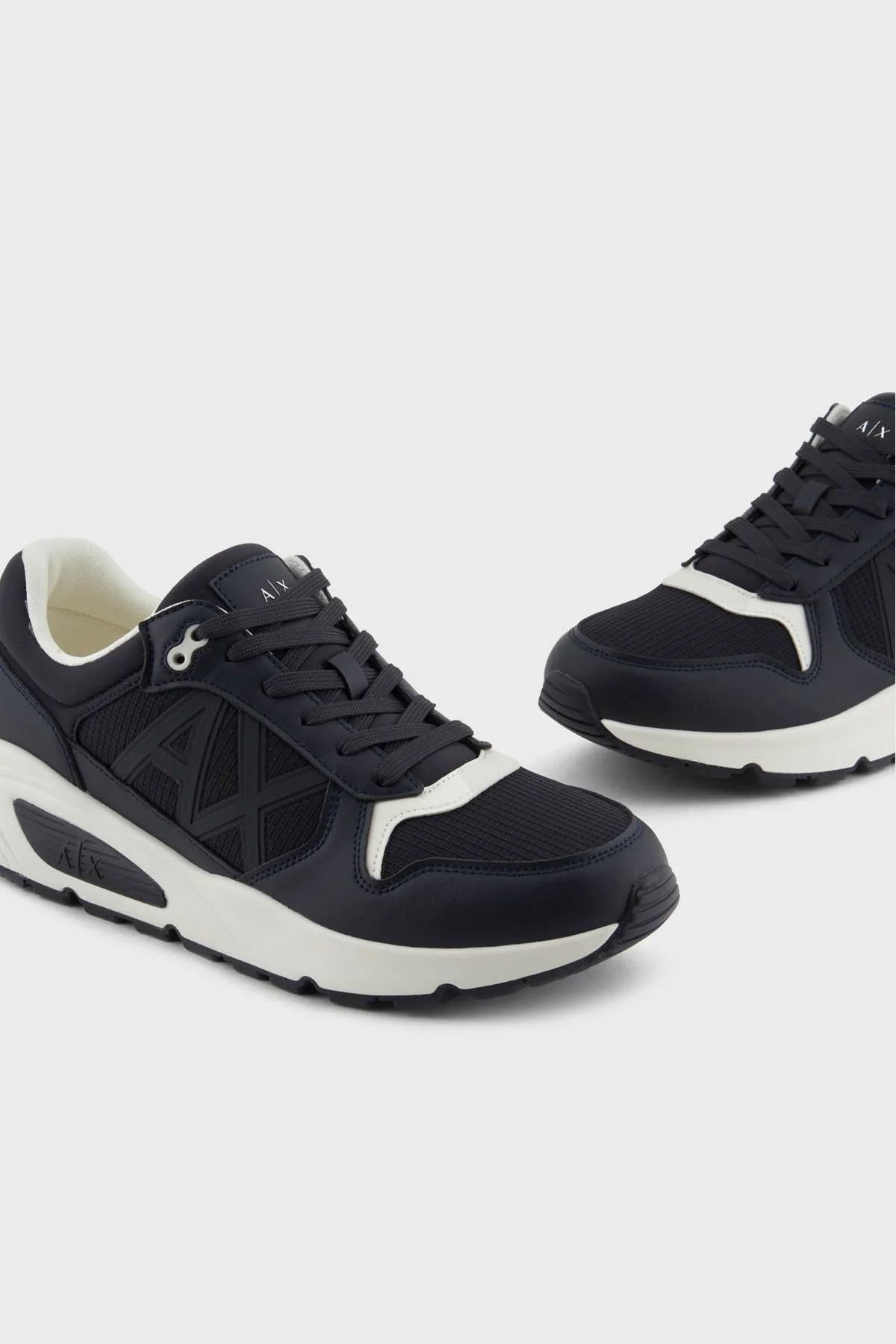 Armani Exchage Logolu Kalın Taban Sneaker Erkek Ayakkabı XUX239 XV909 U385 LACİVERT-EKRU - 9