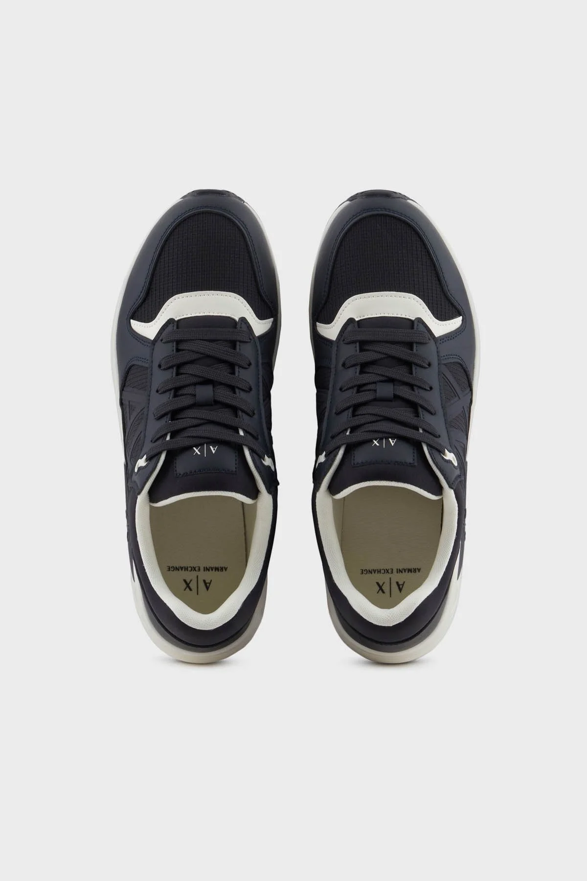 Armani Exchage Logolu Kalın Taban Sneaker Erkek Ayakkabı XUX239 XV909 U385 LACİVERT-EKRU - 10