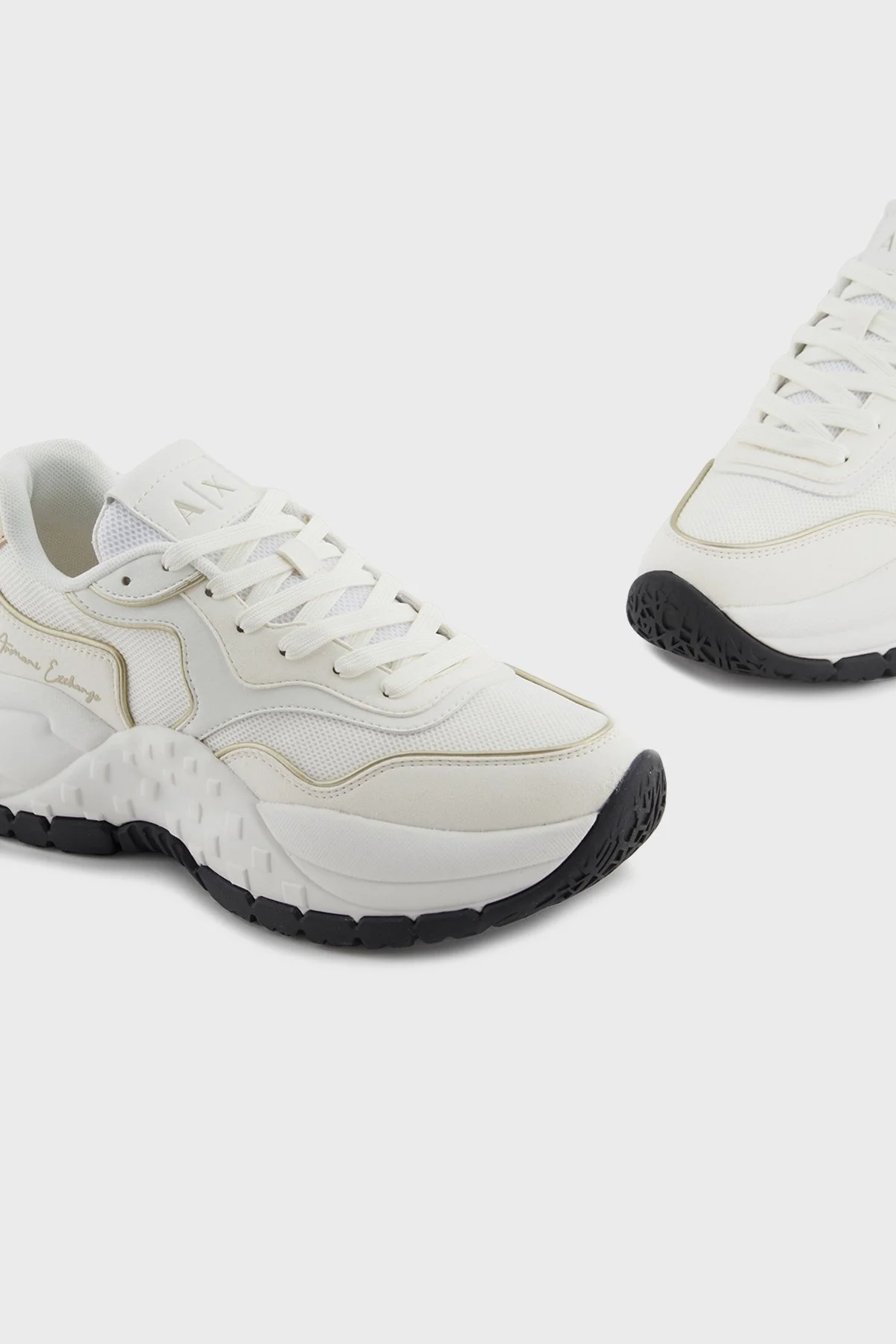 Armani Exchage Logolu Platform Taban Sneaker Bayan Ayakkabı XDX194 XV943 T779 BEYAZ-GOLD - 10