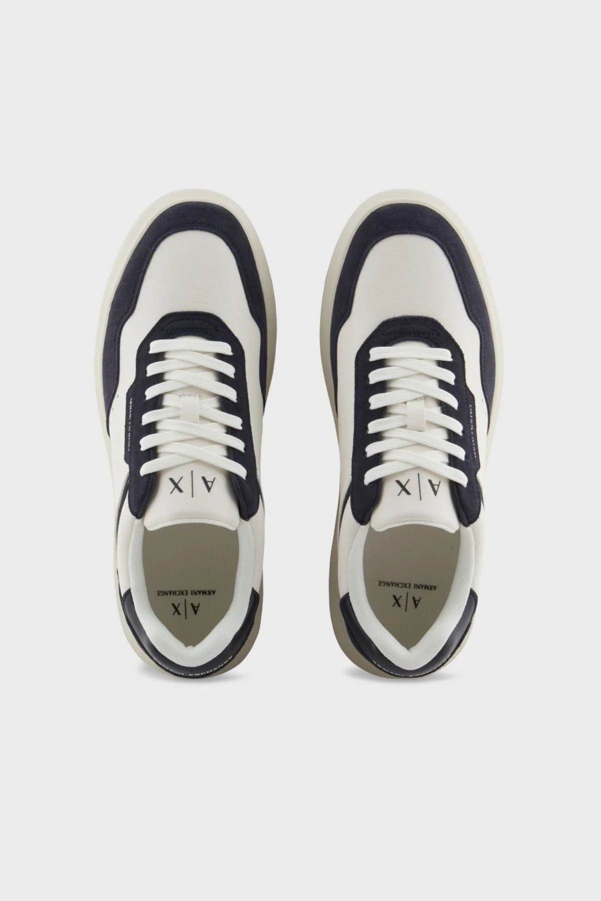 Armani Exchage Logolu Süet Karışımlı Sneaker Erkek Ayakkabı XUX254 XV950 U388 EKRU-LACİVERT - 3