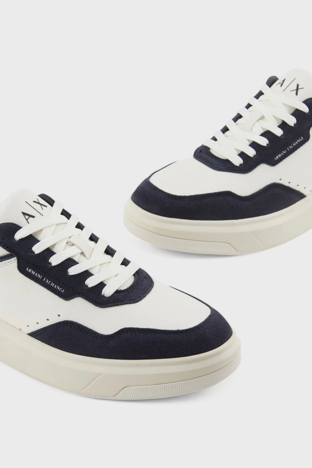 Armani Exchage Logolu Süet Karışımlı Sneaker Erkek Ayakkabı XUX254 XV950 U388 EKRU-LACİVERT - 4