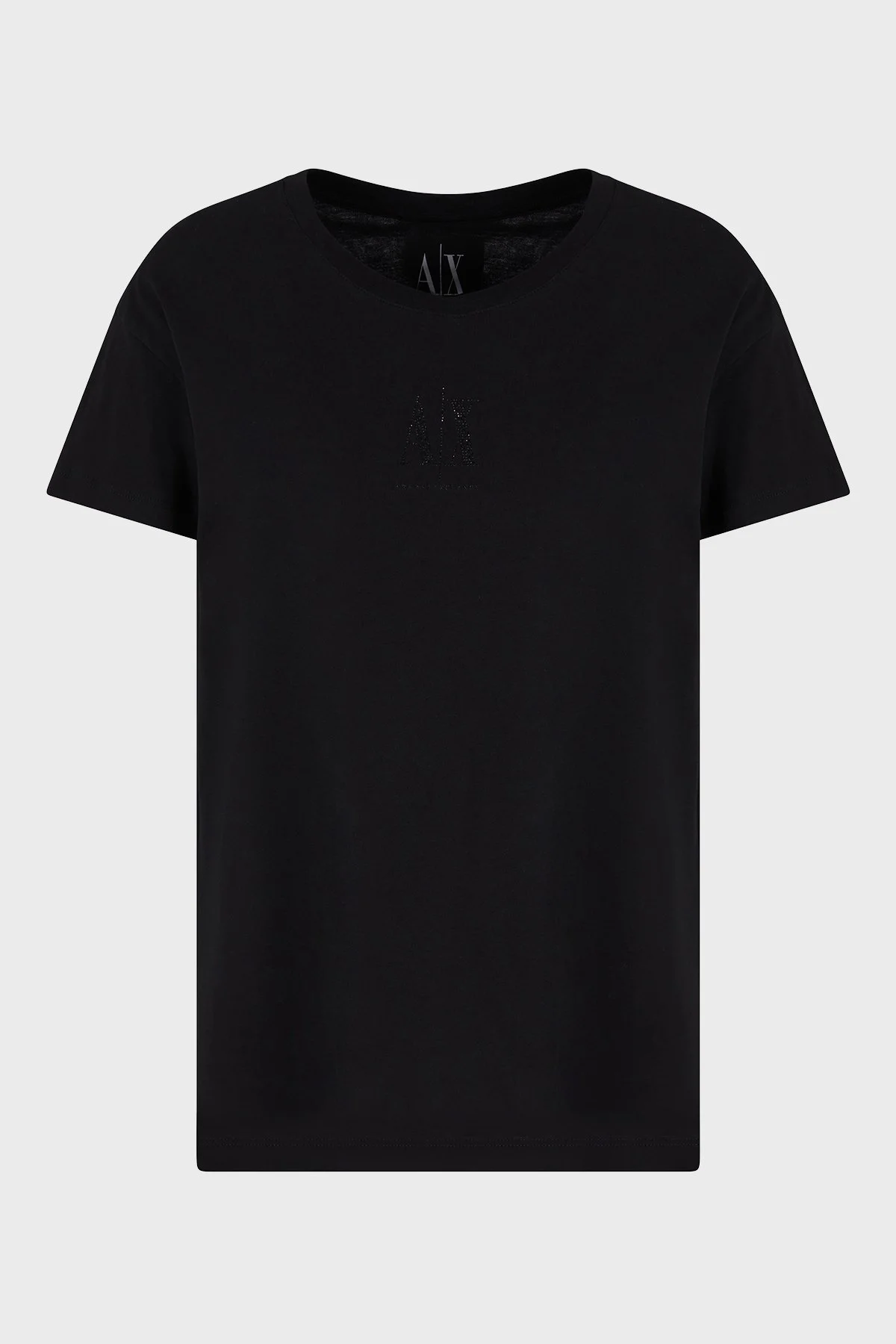 Armani Exchage Logolu Taşlı % 100 Pamuk Relaxed Fit Bisiklet Yaka Bayan T Shirt XW000830 AF10356 UC001 SİYAH - 10