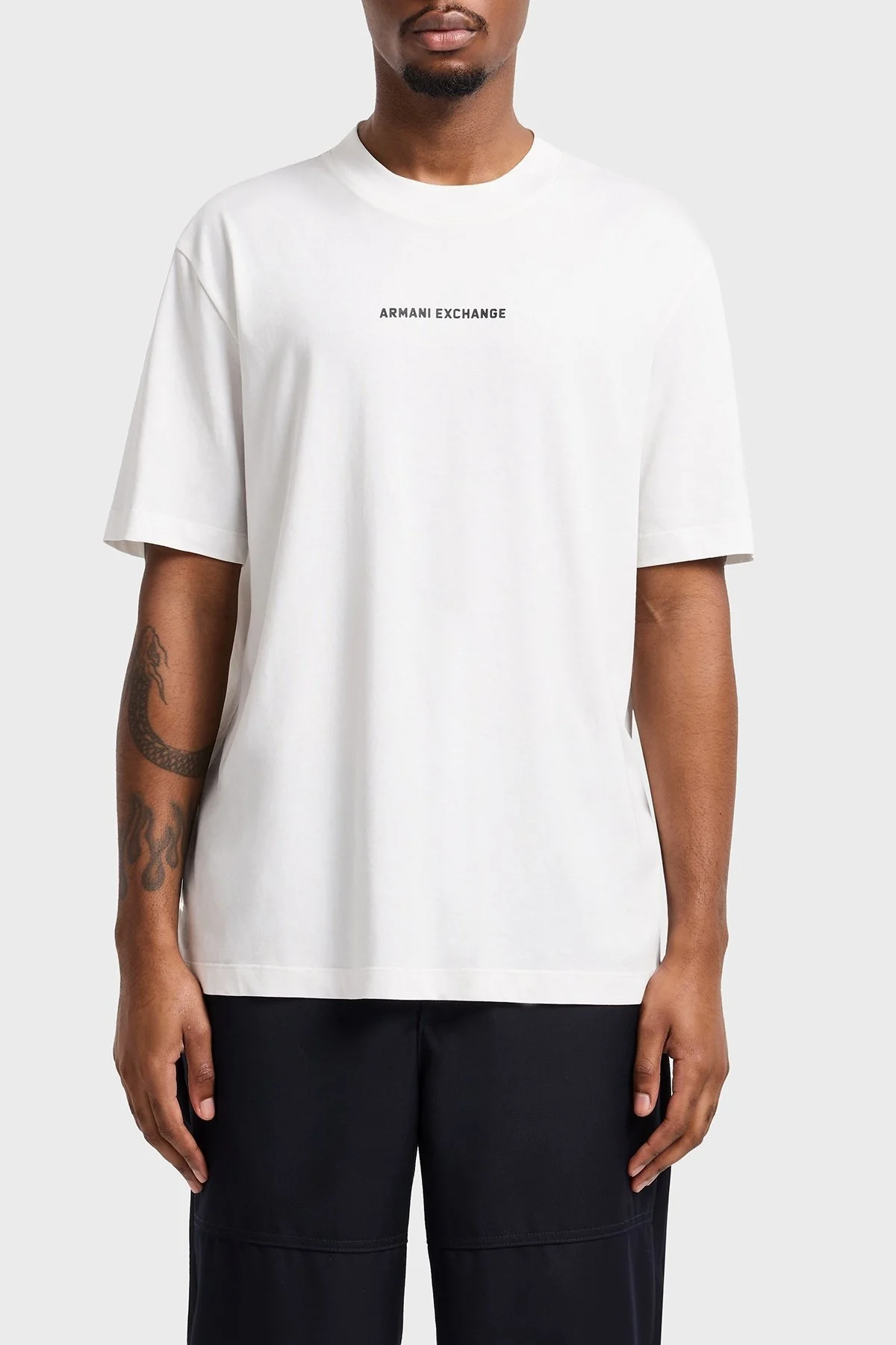 Armani Exchage Ön ve Arka Logo Baskılı Pamuklu Regular Fit Erkek T Shirt XM000588 AF12308 U0009 BEYAZ - 6