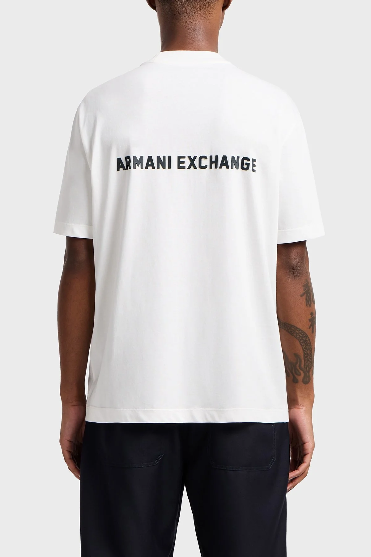 Armani Exchage Ön ve Arka Logo Baskılı Pamuklu Regular Fit Erkek T Shirt XM000588 AF12308 U0009 BEYAZ - 8