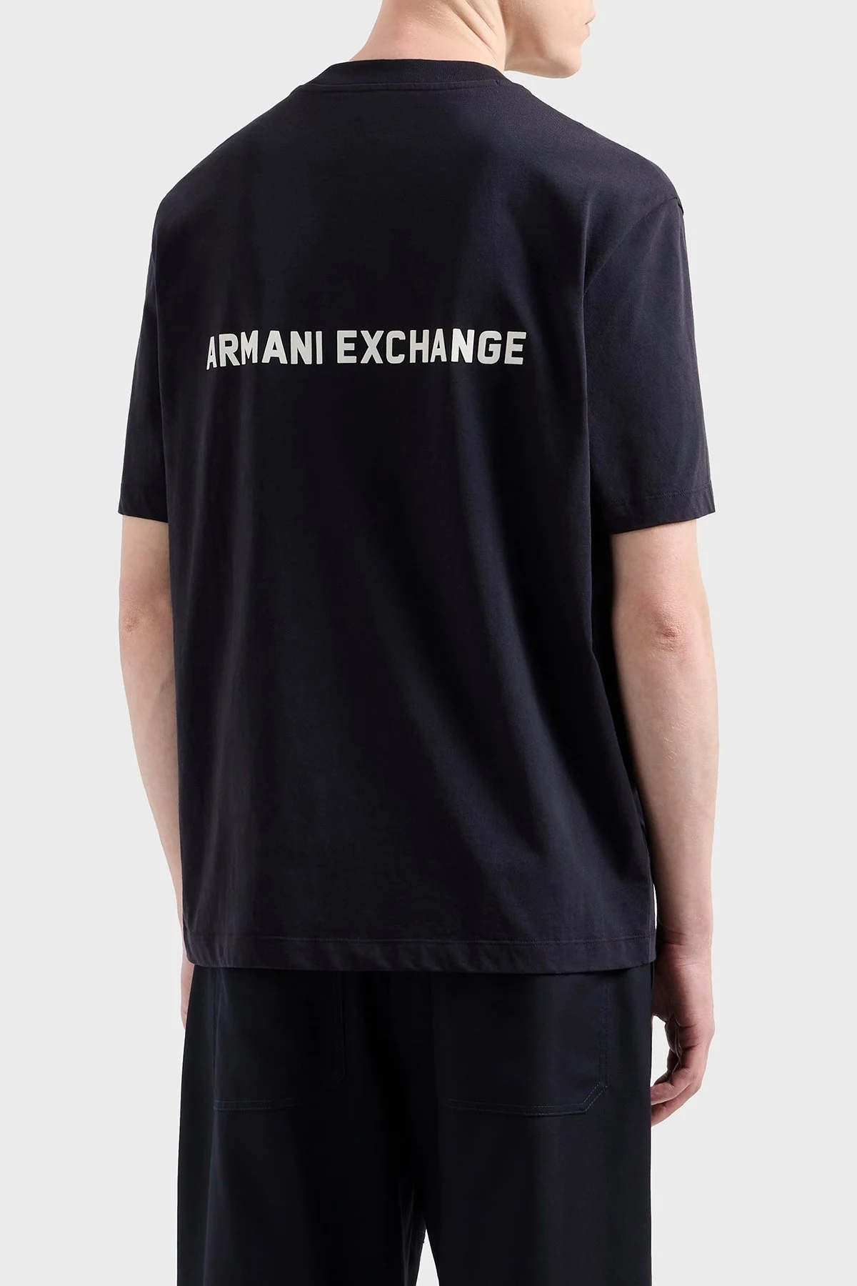 Armani Exchage Ön ve Arka Logo Baskılı Pamuklu Regular Fit Erkek T Shirt XM000588 AF12308 UB101 LACİVERT - 8