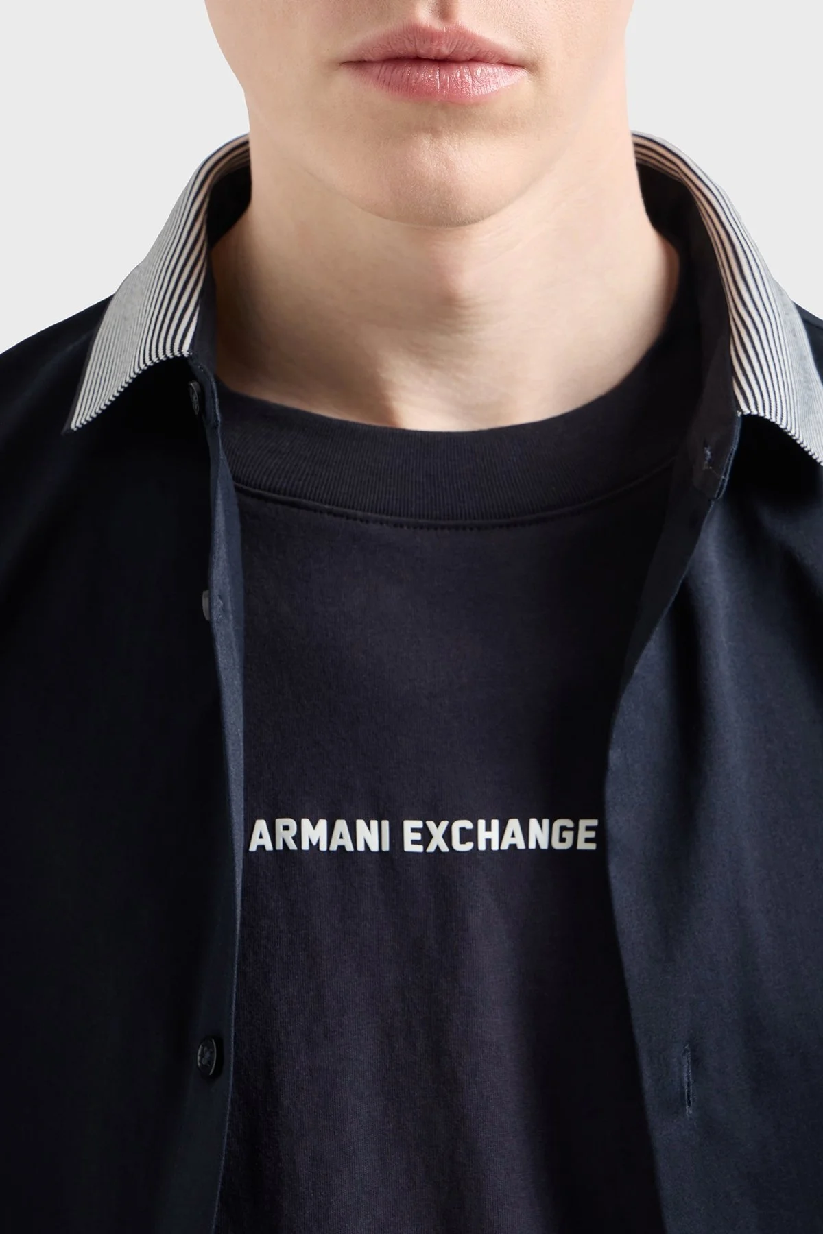Armani Exchage Ön ve Arka Logo Baskılı Pamuklu Regular Fit Erkek T Shirt XM000588 AF12308 UB101 LACİVERT - 14