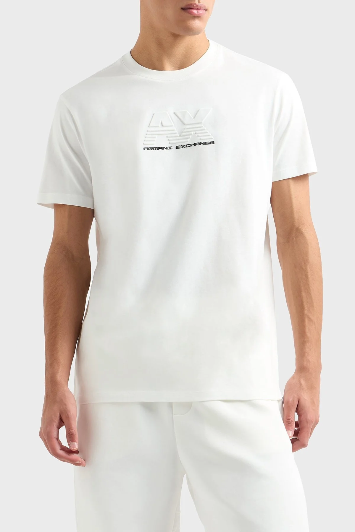 Armani Exchage Pamuklu Kabartmalı Logo Baskılı Regular Fit Bisiklet Yaka Erkek T Shirt XM000544 AF10361 U0009 BEYAZ - 6