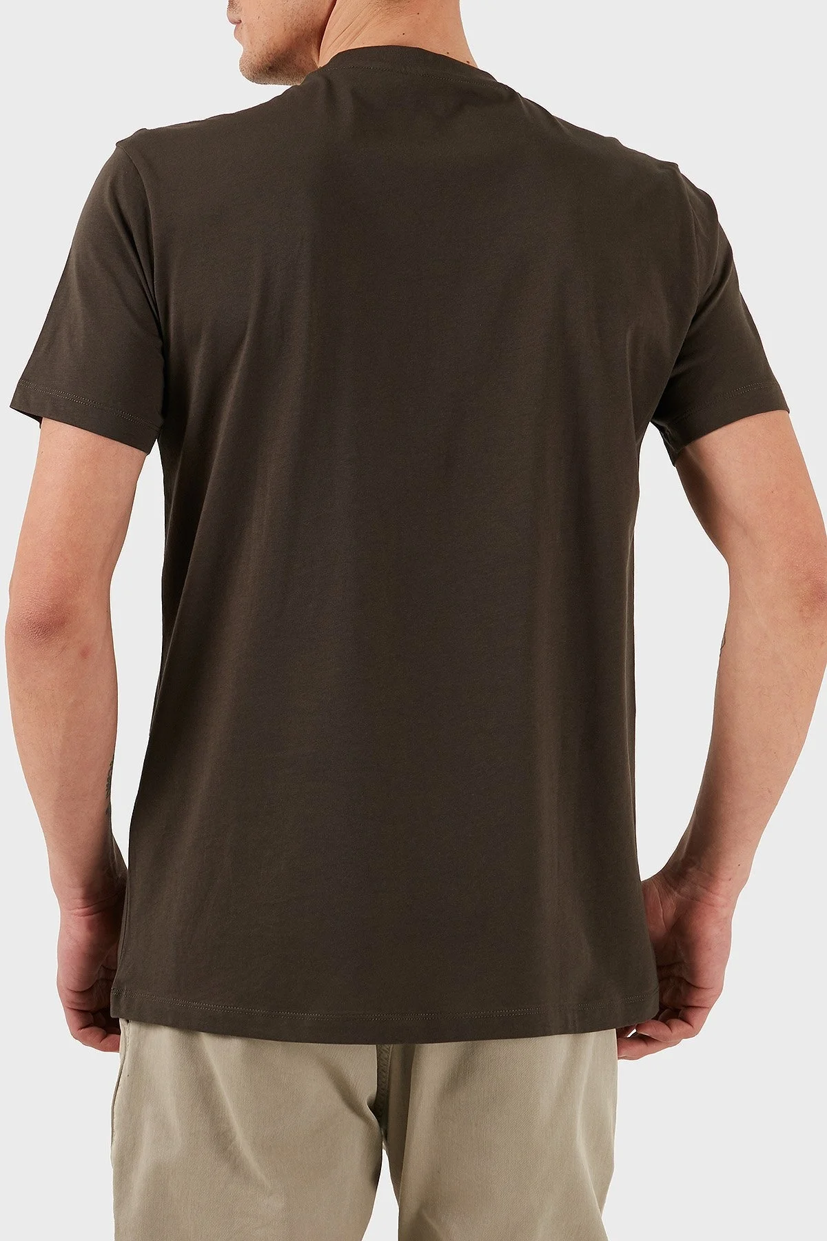 Armani Exchage Pamuklu Kabartmalı Logo Baskılı Regular Fit Bisiklet Yaka Erkek T Shirt XM000554 AF10356 U8120 KAHVE - 15