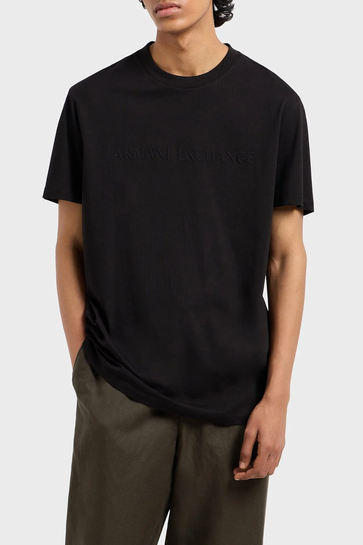 Armani Exchage Pamuklu Kabartmalı Logo Baskılı Regular Fit Bisiklet Yaka Erkek T Shirt XM000554 AF10356 UC001 SİYAH - 6