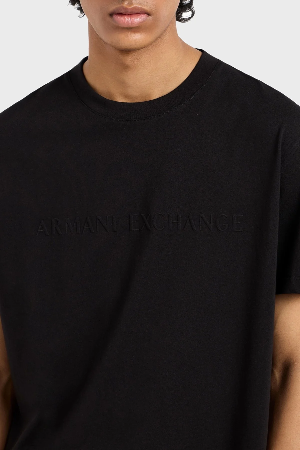 Armani Exchage Pamuklu Kabartmalı Logo Baskılı Regular Fit Bisiklet Yaka Erkek T Shirt XM000554 AF10356 UC001 SİYAH - 9