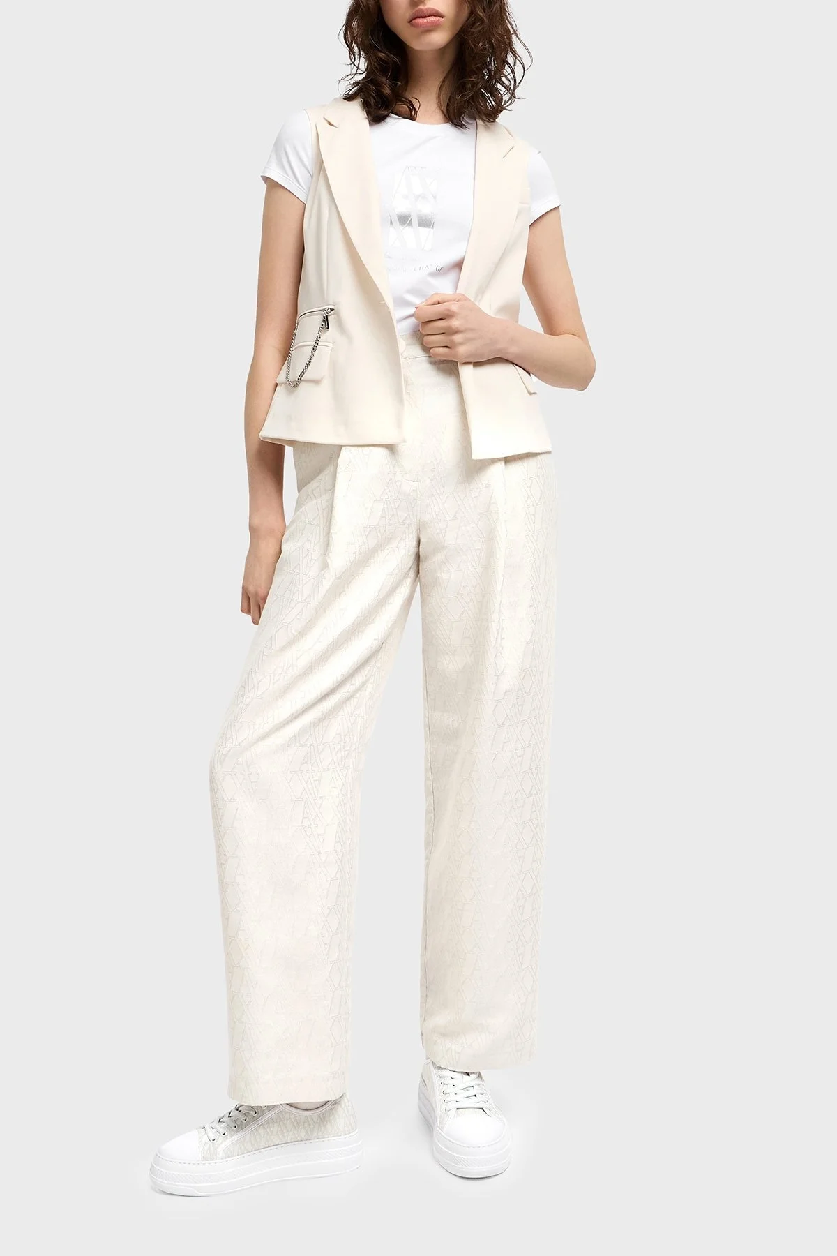 Armani Exchage Pamuklu Slim Fit Bisiklet Yaka Logolu Bayan T Shirt XW000511 AF11929 U0002 BEYAZ - 7