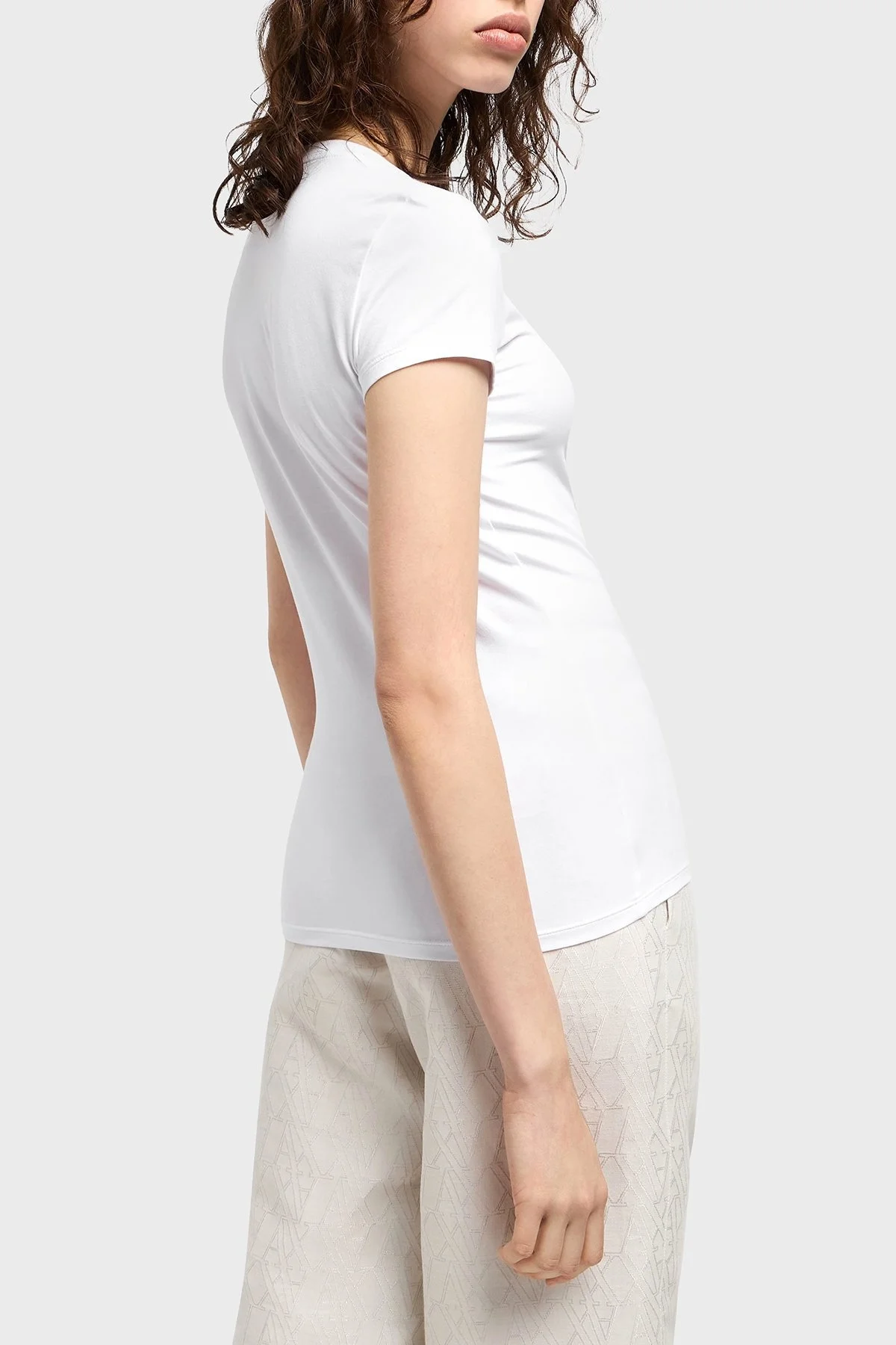 Armani Exchage Pamuklu Slim Fit Bisiklet Yaka Logolu Bayan T Shirt XW000511 AF11929 U0002 BEYAZ - 8