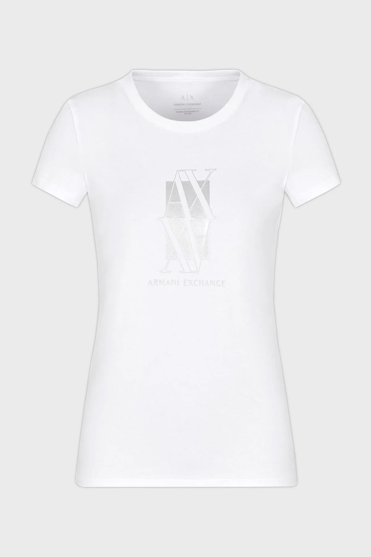 Armani Exchage Pamuklu Slim Fit Bisiklet Yaka Logolu Bayan T Shirt XW000511 AF11929 U0002 BEYAZ - 10