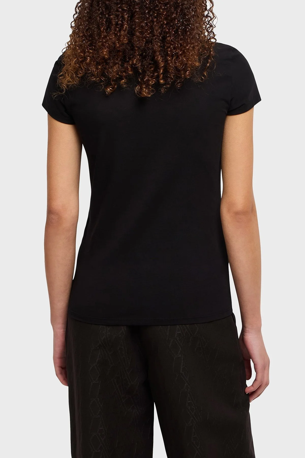 Armani Exchage Pamuklu Slim Fit Bisiklet Yaka Logolu Bayan T Shirt XW000511 AF11929 UC001 SİYAH - 8