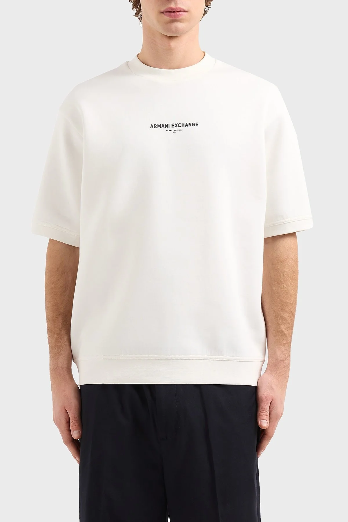 Armani Exchage Streç Pamuklu Regular Fit Bisiklet Yaka Erkek T Shirt XM000290 AF10818 U0009 BEYAZ - 6