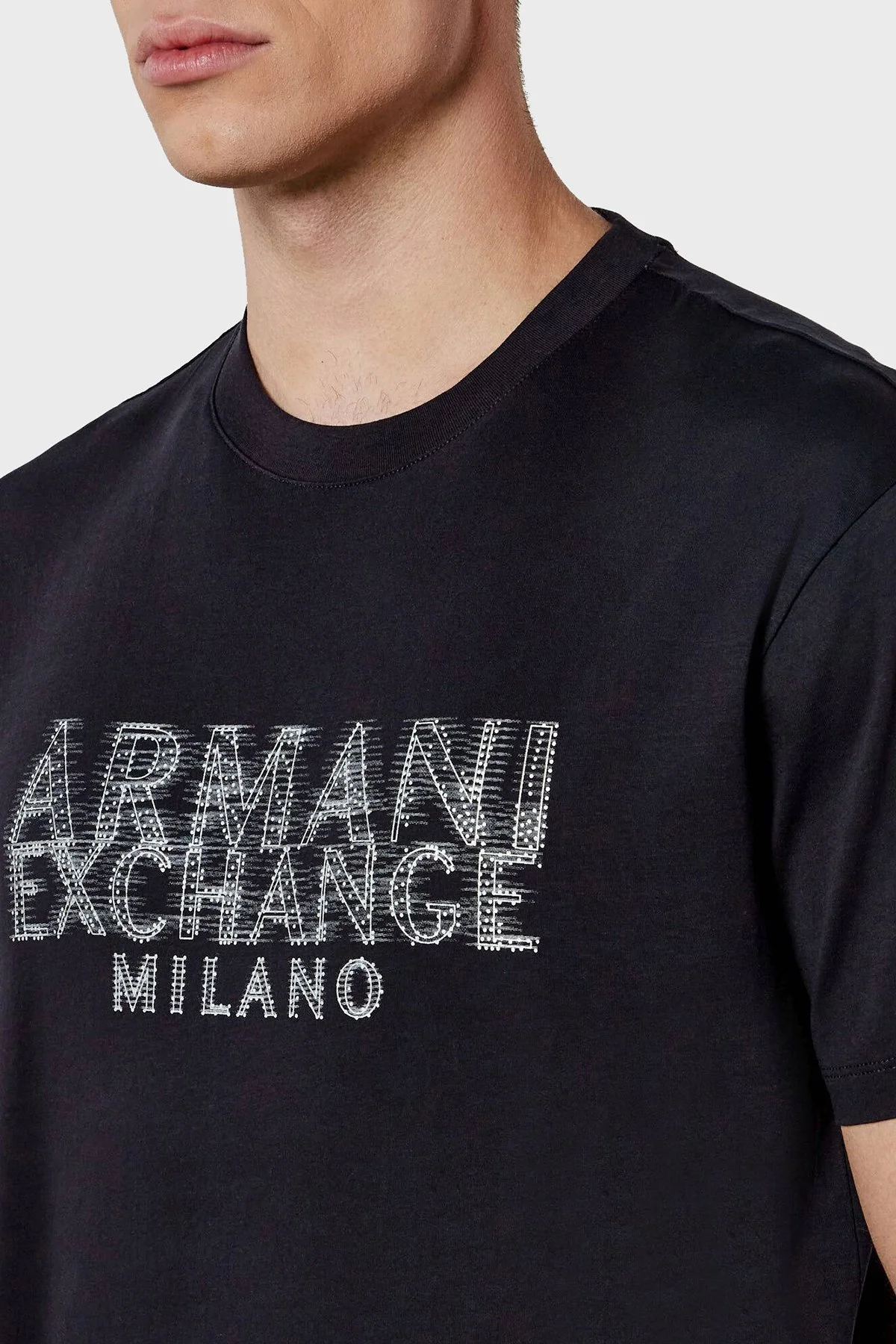 Armani Exchage Taşlı % 100 Pamuk Regular Fit Bisiklet Yaka Erkek T Shirt XM000326 AF10364 UB101 LACİVERT - 8