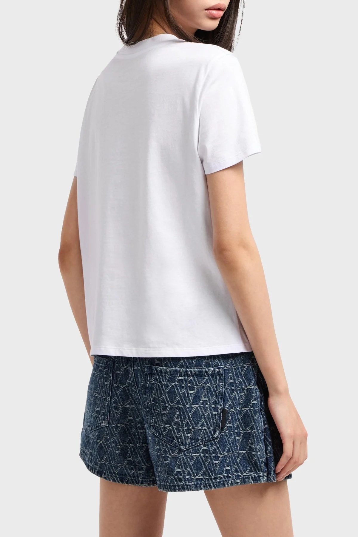 Armani Exchage Taşlı Logo Pamuklu Regular Fit Bayan T Shirt XW000518 AF10359 U0002 BEYAZ - 13