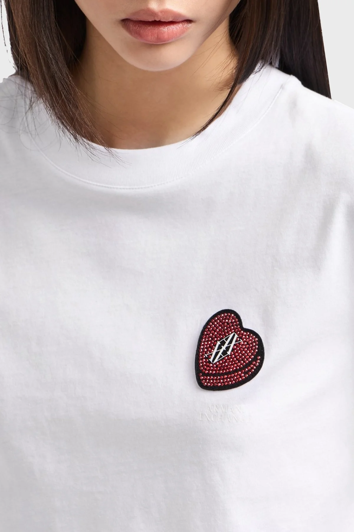 Armani Exchage Taşlı Logo Pamuklu Regular Fit Bayan T Shirt XW000518 AF10359 U0002 BEYAZ - 14