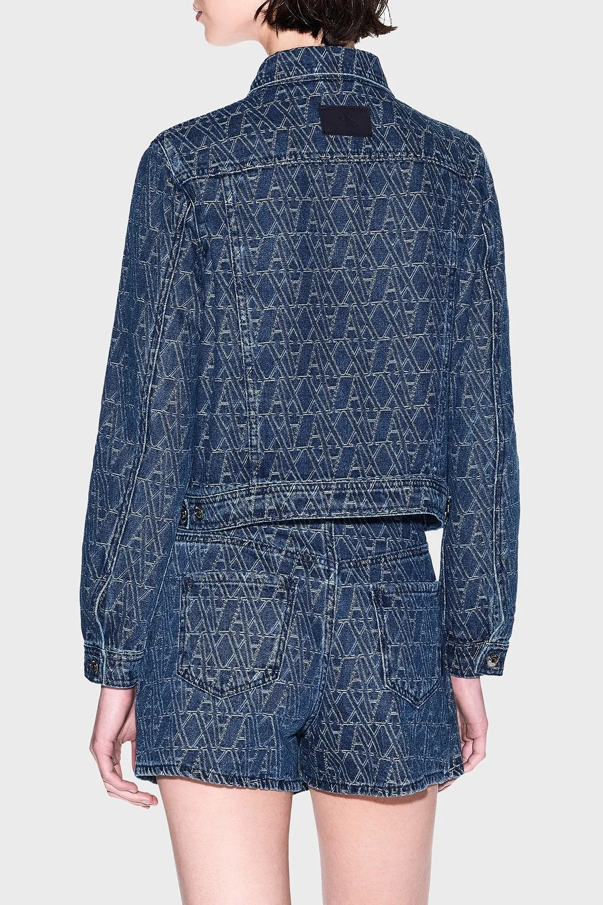 Armani Exchance % 100 Pamuk Tamamı Jakarlı Regular Fit Bayan Kot Ceket XW000556 AF12844 FB055 LACİVERT - 8