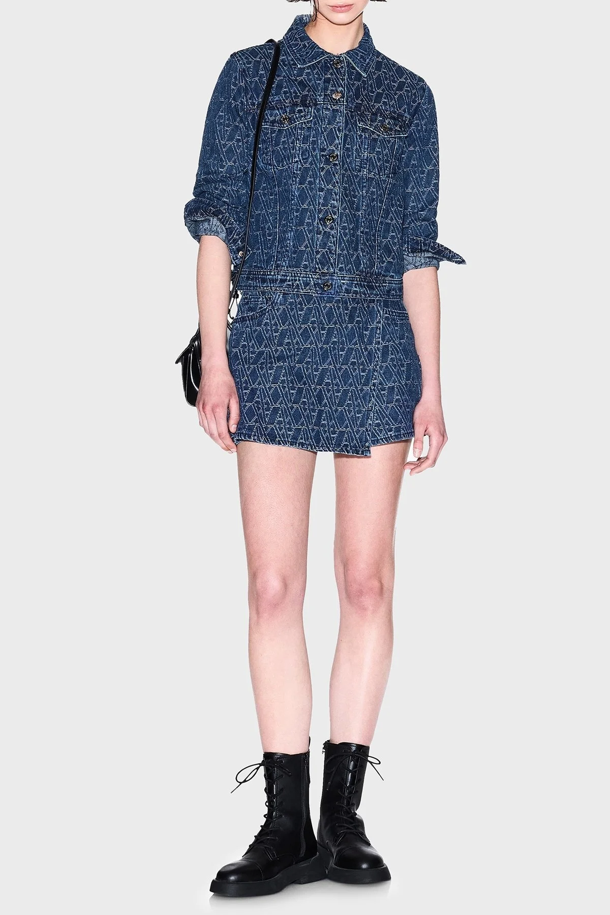 Armani Exchance % 100 Pamuk Tamamı Jakarlı Regular Fit Bayan Kot Ceket XW000556 AF12844 FB055 LACİVERT - 9