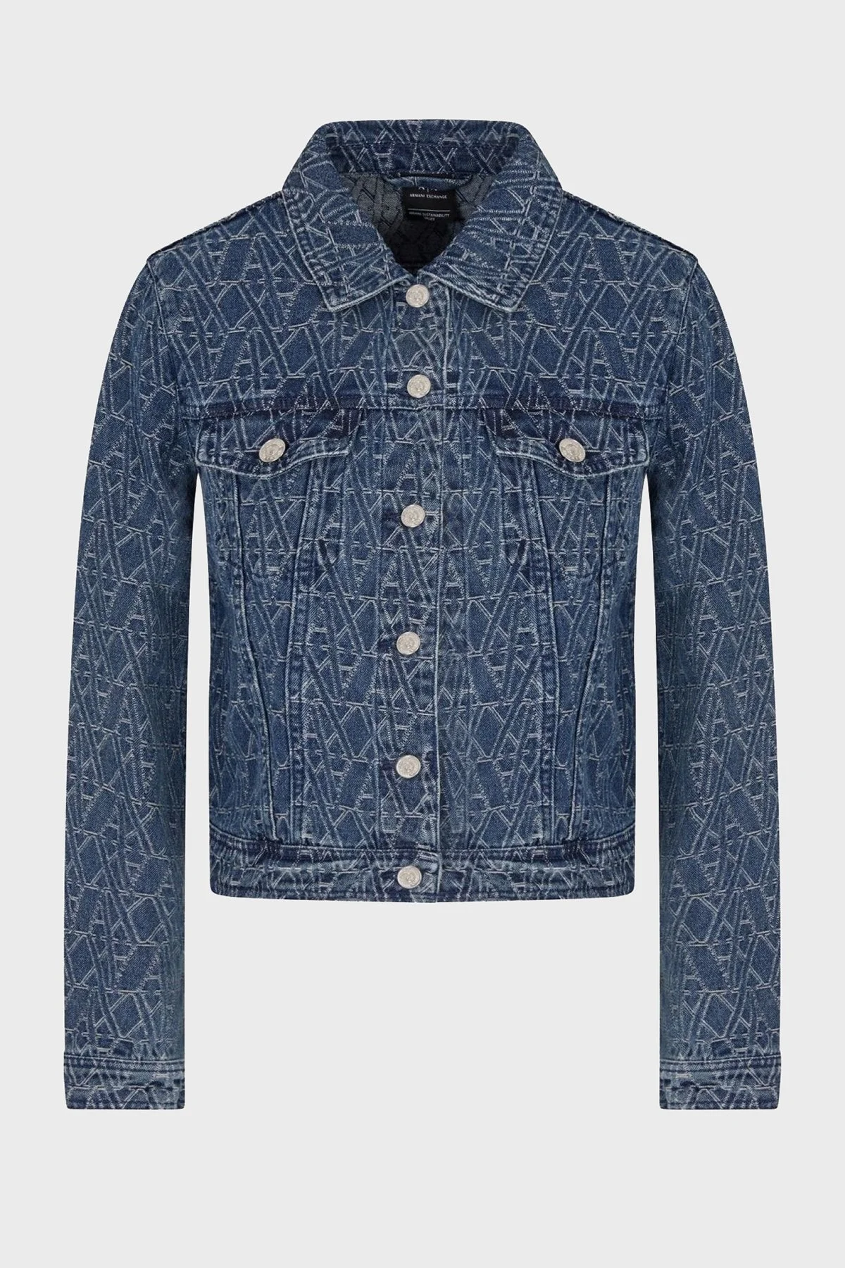 Armani Exchance % 100 Pamuk Tamamı Jakarlı Regular Fit Bayan Kot Ceket XW000556 AF12844 FB055 LACİVERT - 12