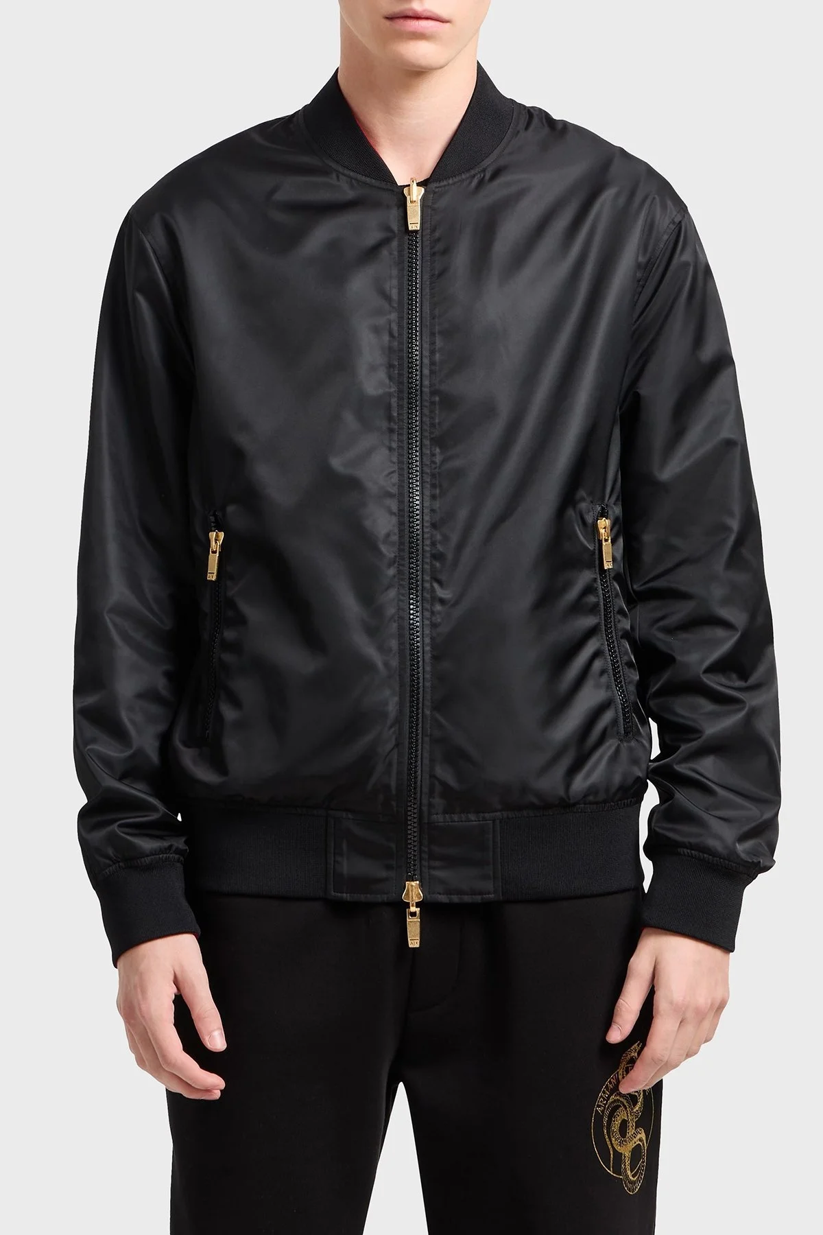 Armani Exchance İşlemeli Regular Fit Çift Taraflı Bomber Erkek Ceket XM000189 AF12011 MC057 SİYAH - 8