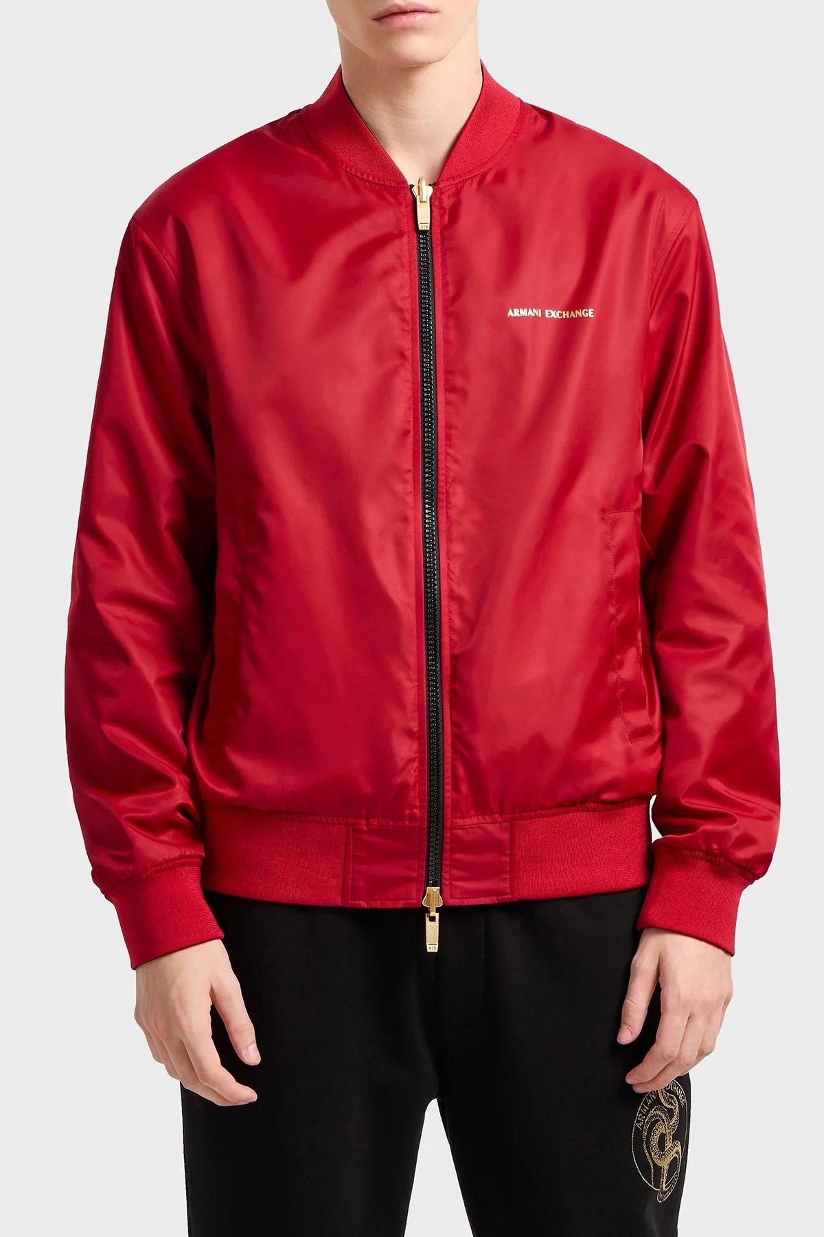 Armani Exchance İşlemeli Regular Fit Çift Taraflı Bomber Erkek Ceket XM000189 AF12011 MC057 SİYAH - 9