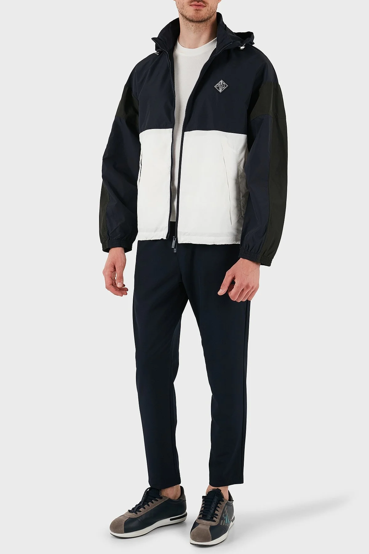 Armani Exchance Renk Bloklu Regular Fit Çıkarılabilir Kapüşonlu Erkek Ceket XM000190 AF12012 MB071 LACİVERT-BEYAZ - 8