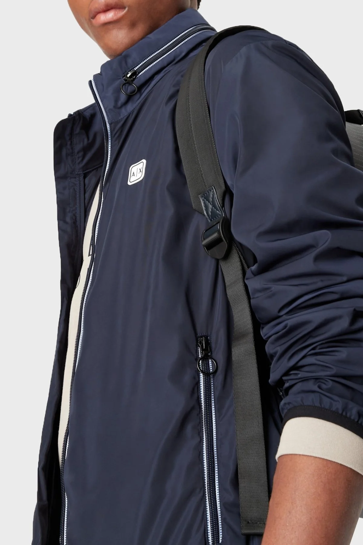 Armani Exchance Rüzgar Geçirmez Regular Fit Gizli Kapüşonlu Dik Yaka Erkek Ceket 8NZB07 ZNWFZ 15BA LACİVERT - 11