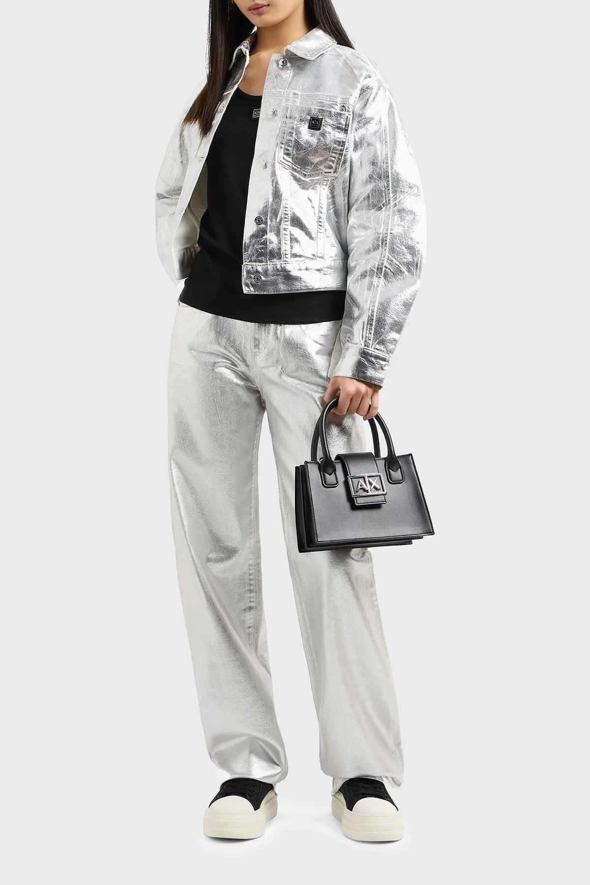 Armani Exchance Sert Pamuklu Regular Fit Metalik Bayan Ceket XW000098 AF10836 M8047 BAKIR - 7