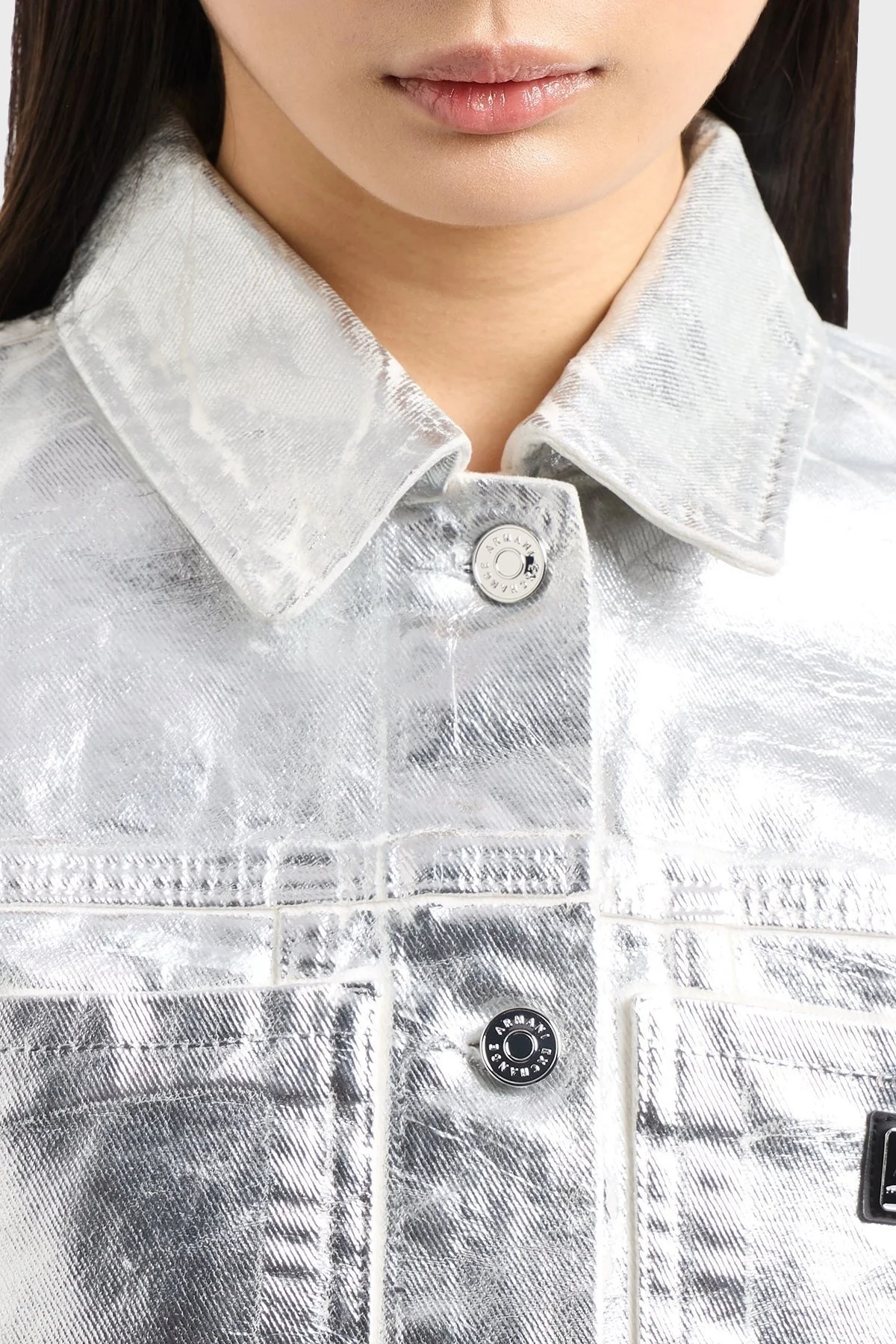 Armani Exchance Sert Pamuklu Regular Fit Metalik Bayan Ceket XW000098 AF10836 M8047 BAKIR - 9