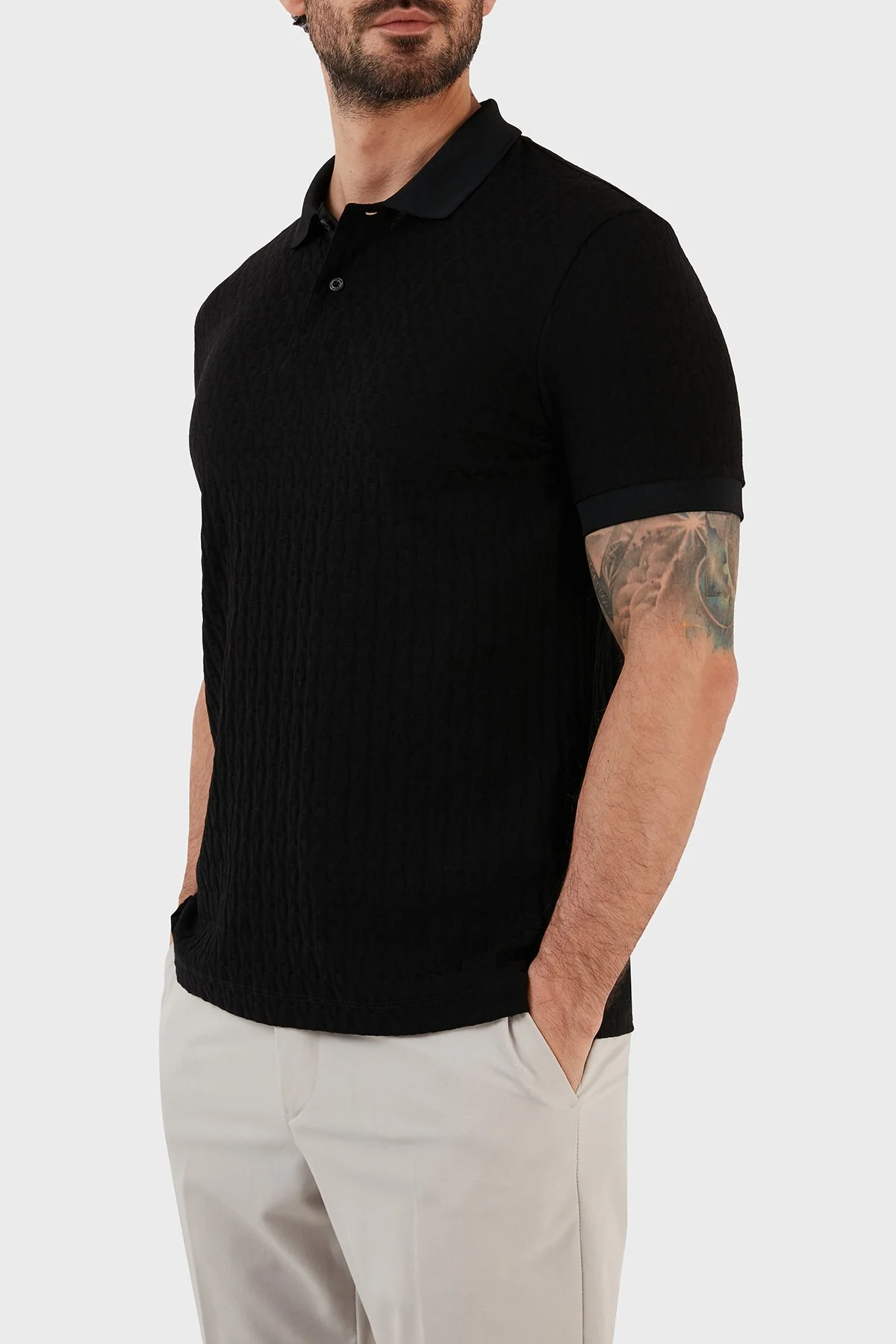 Armani Exchange 100% Cotton Regular Fit Men’s Polo T-Shirt 3RZFLA ZJ2ZZ 1200 BLACK - 2